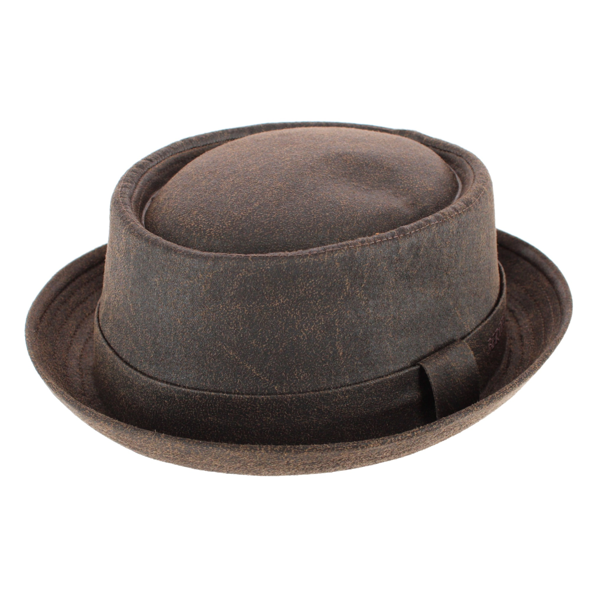 CTM Men's Berteil Waxed Pork Pie Hat