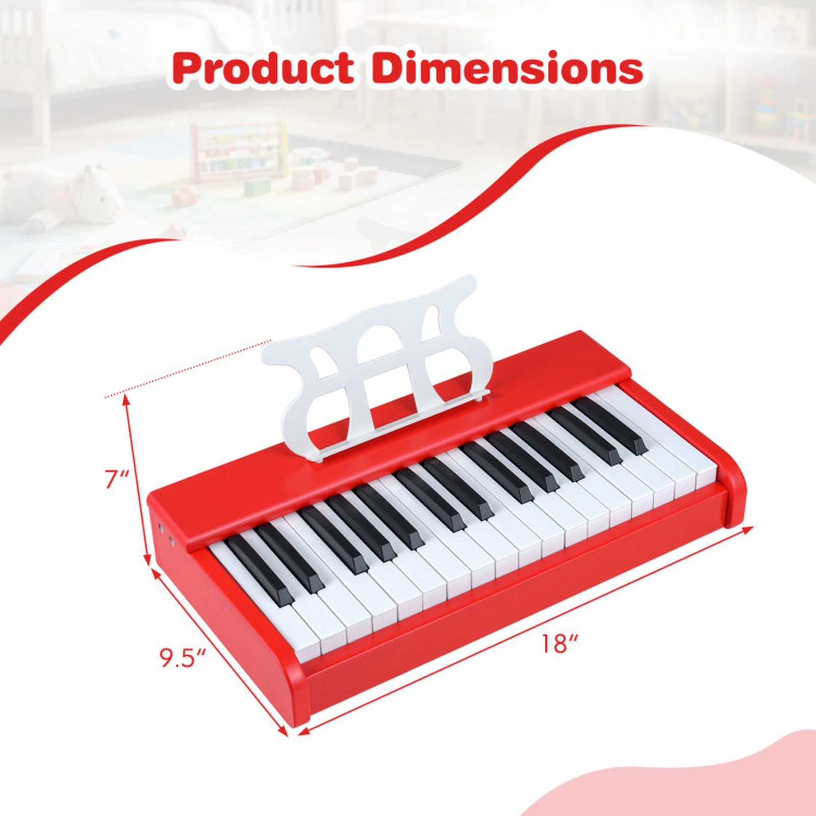 SUGIFT 30-Key Digital Kids Piano Keyboard with Music Stand for 3+ Years Old Beginners Red Battery-Powered