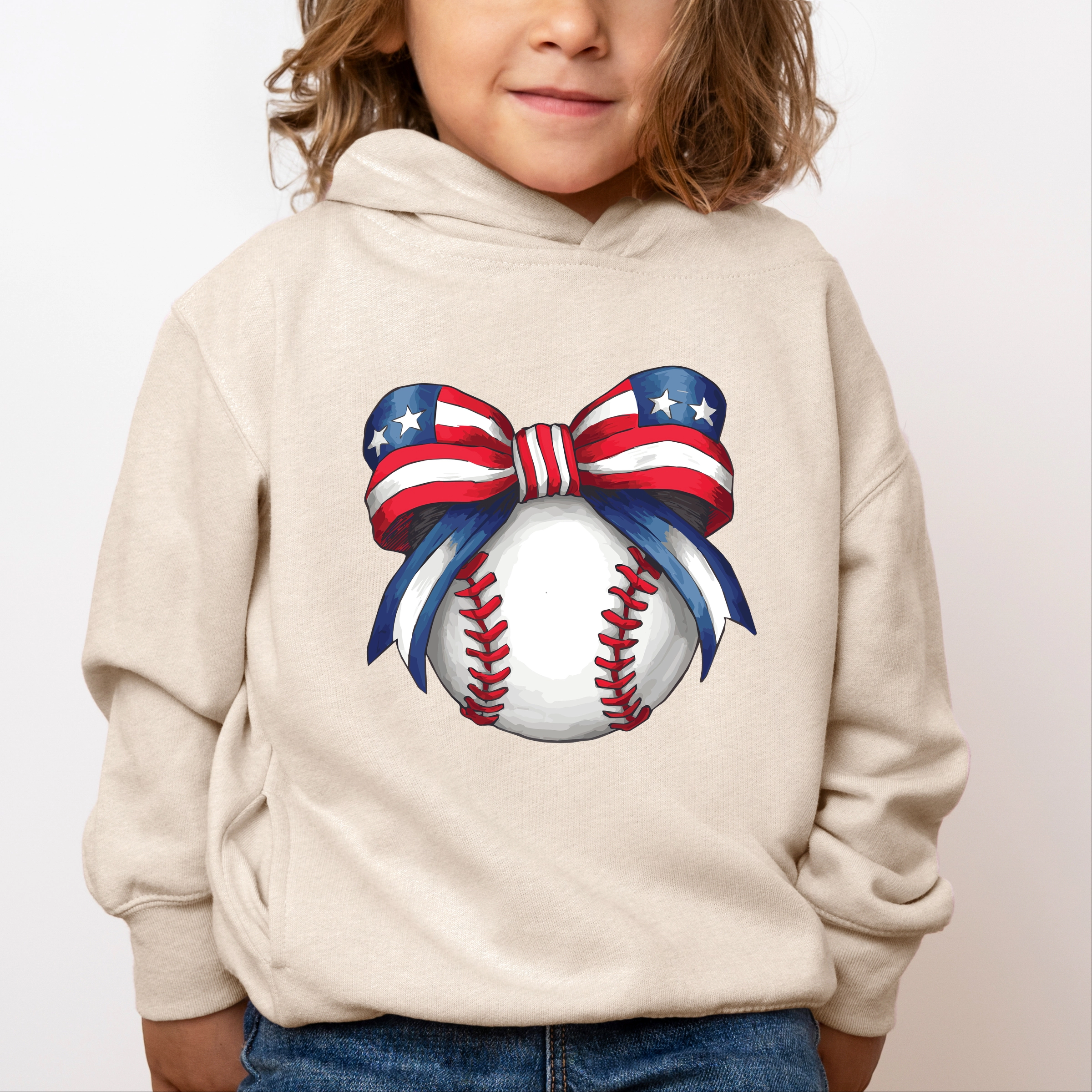 The Juniper Shop - Coquette Patriotic Baseball Toddler Hoodie
