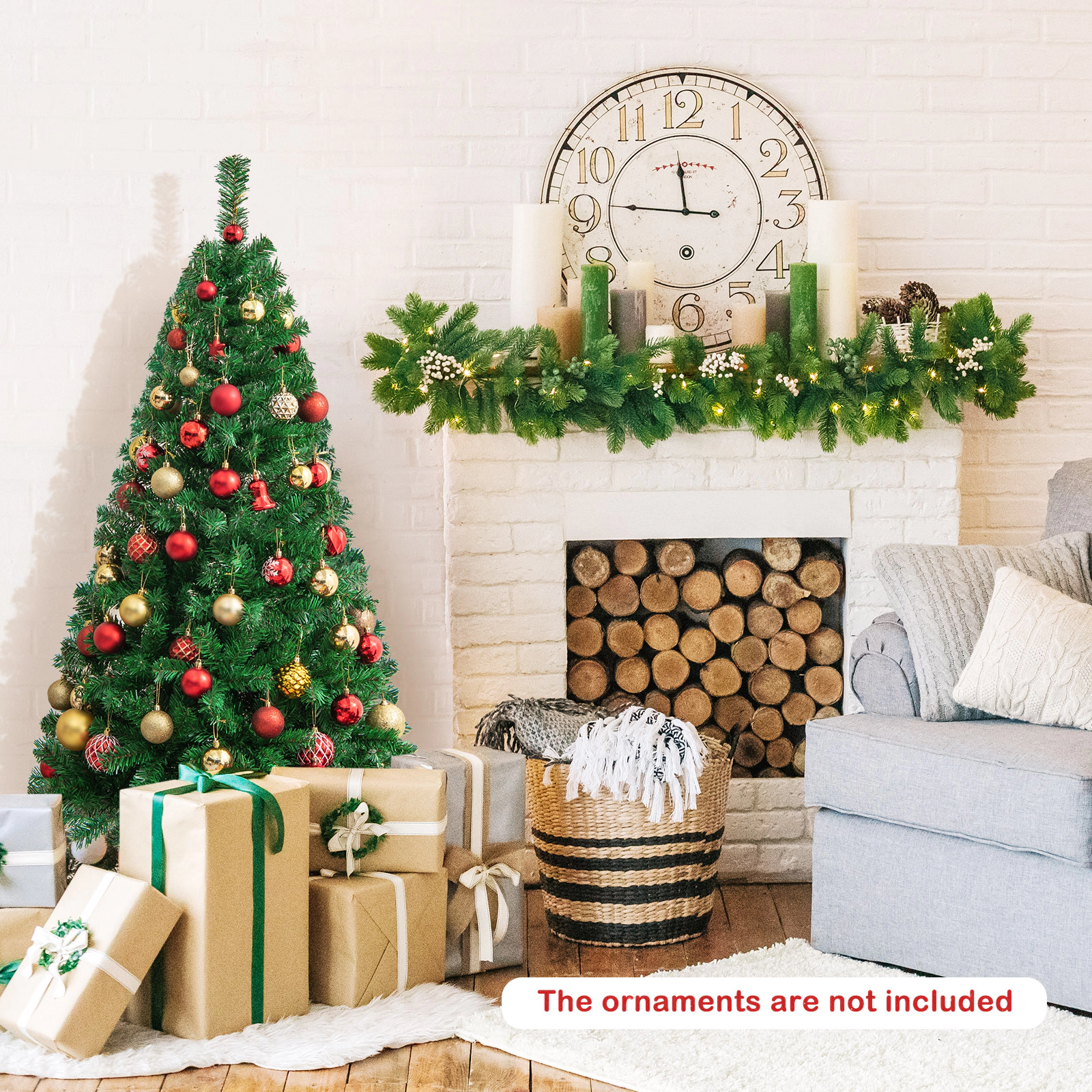 Costway 5/6/7/8Ft Artificial PVC Christmas Tree Stand Indoor Outdoor