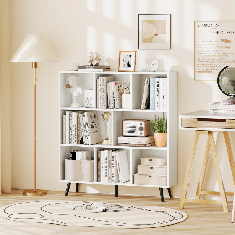 Hivvago 8-Cube Bookcase with 5 Tapered Metal Legs