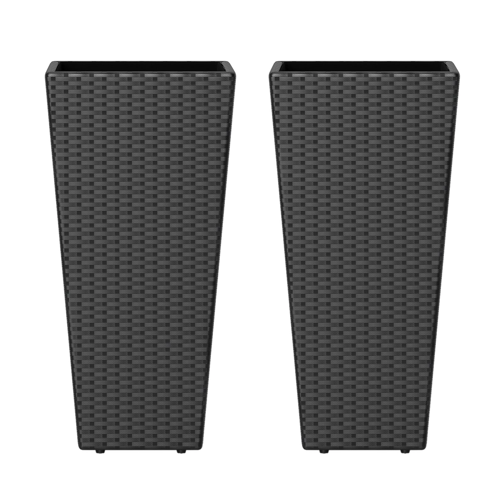 SlickBlue Set of 2 30" Rattan Planter Pots with Metal Stand for Outdoor Plants