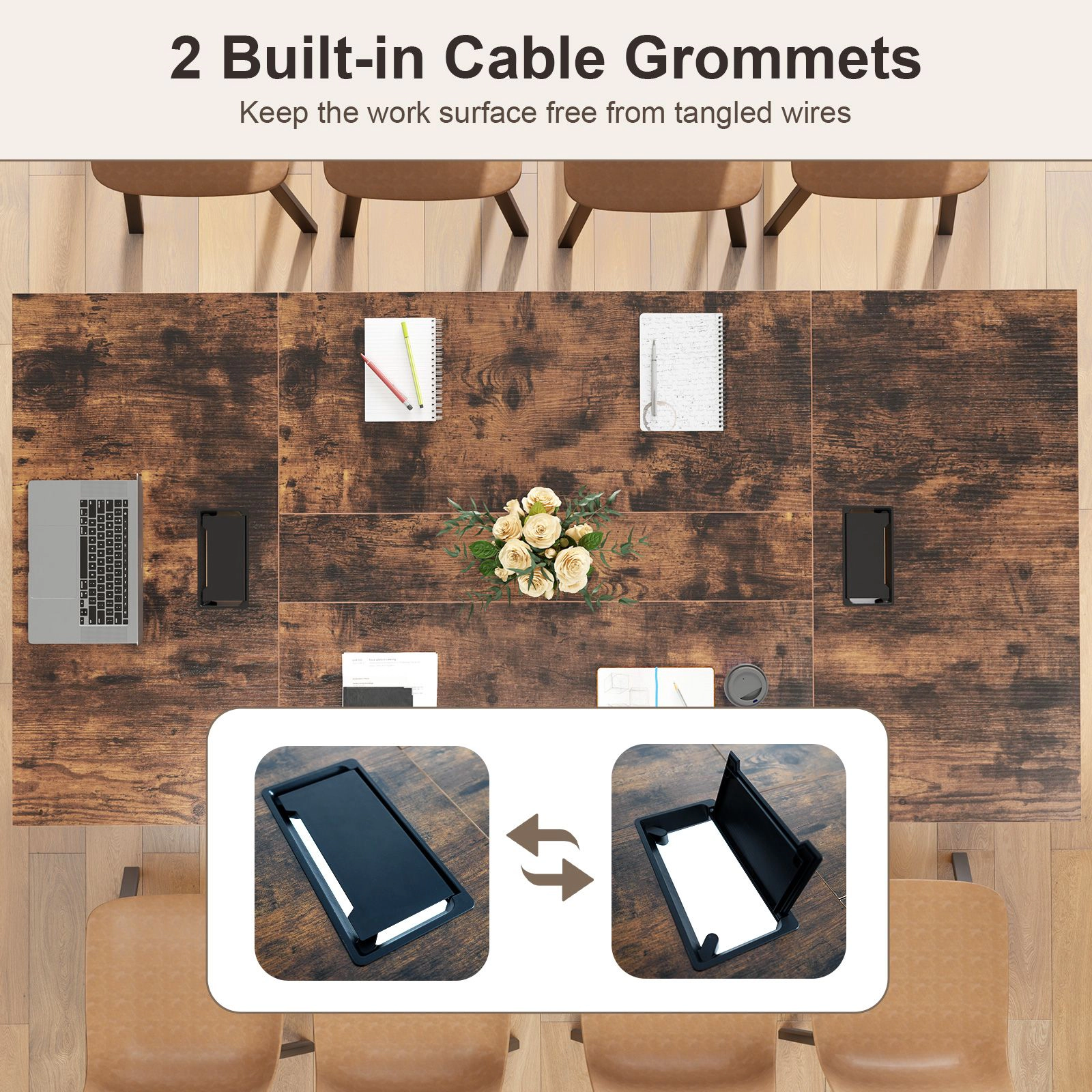 SlickBlue 95 Inch Meeting Room Conference Table With Metal Frame
