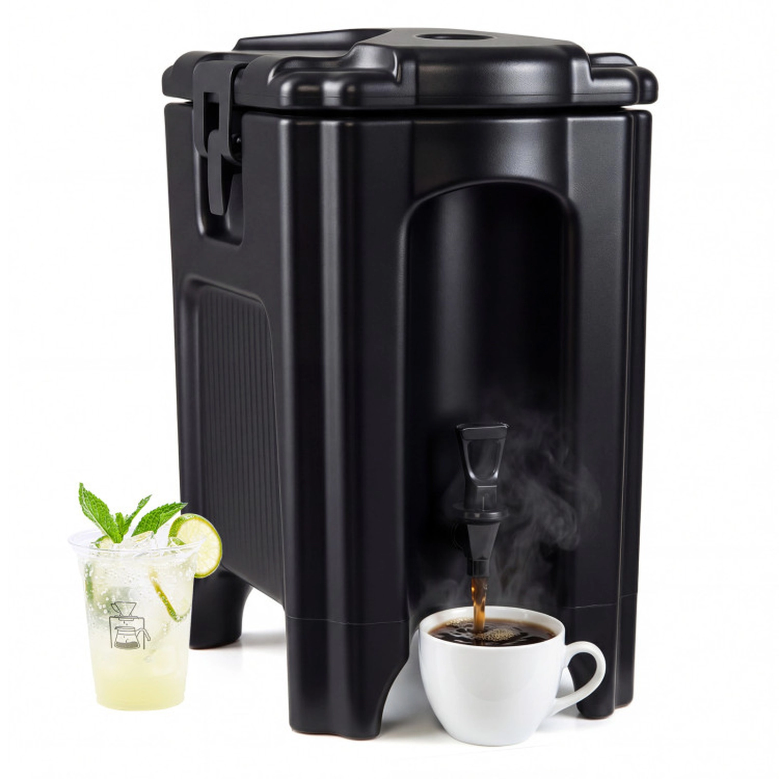 SUGIFT Triple-Layer Insulated Water Broiler Beverage Dispenser 4.4-Gallon Capacity 18-in Long Black