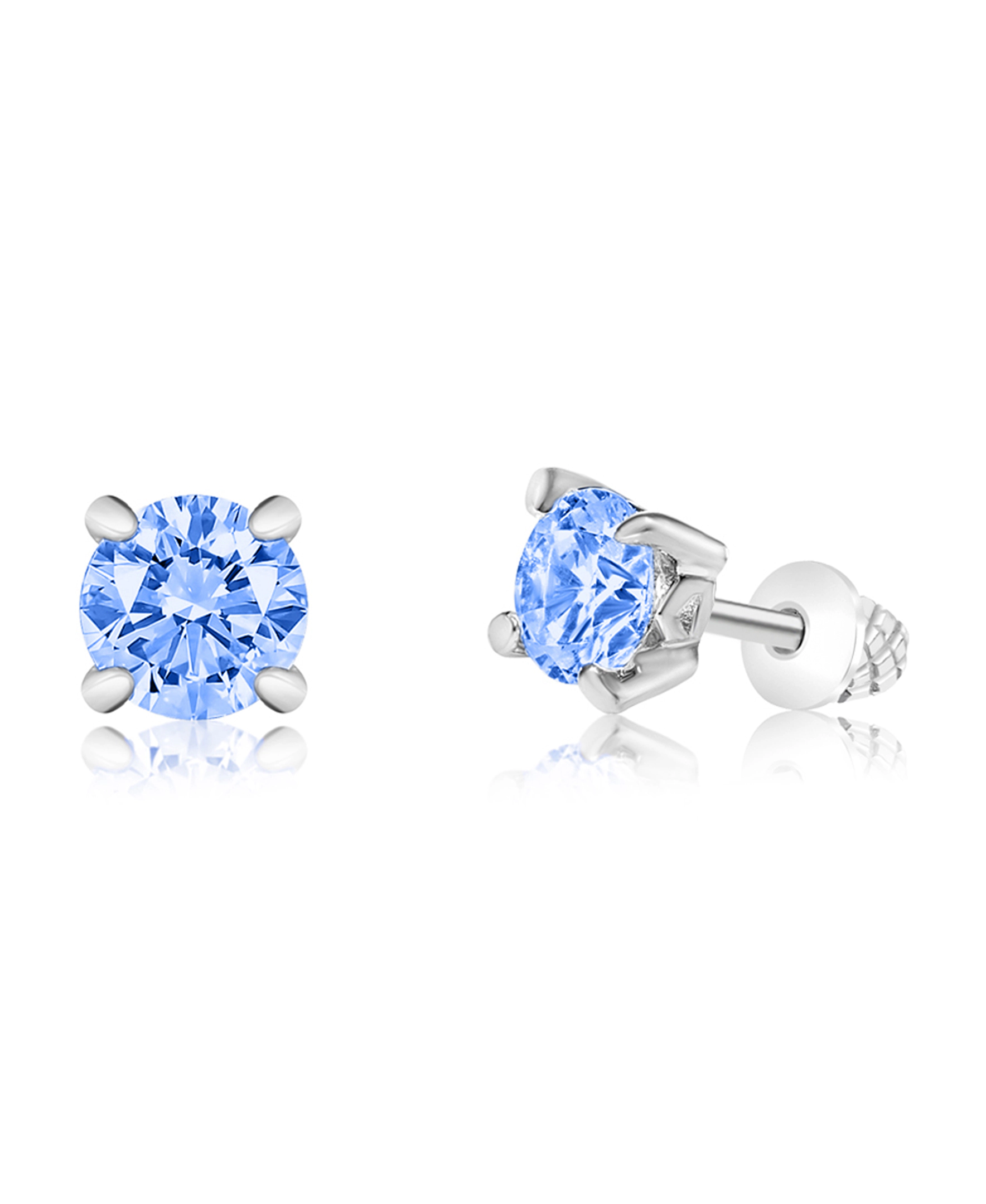 CHANTEUR December Crystal Stud Earrings for Girls - White Gold Palladium Plating, Surgical Steel Posts, Screw Backs