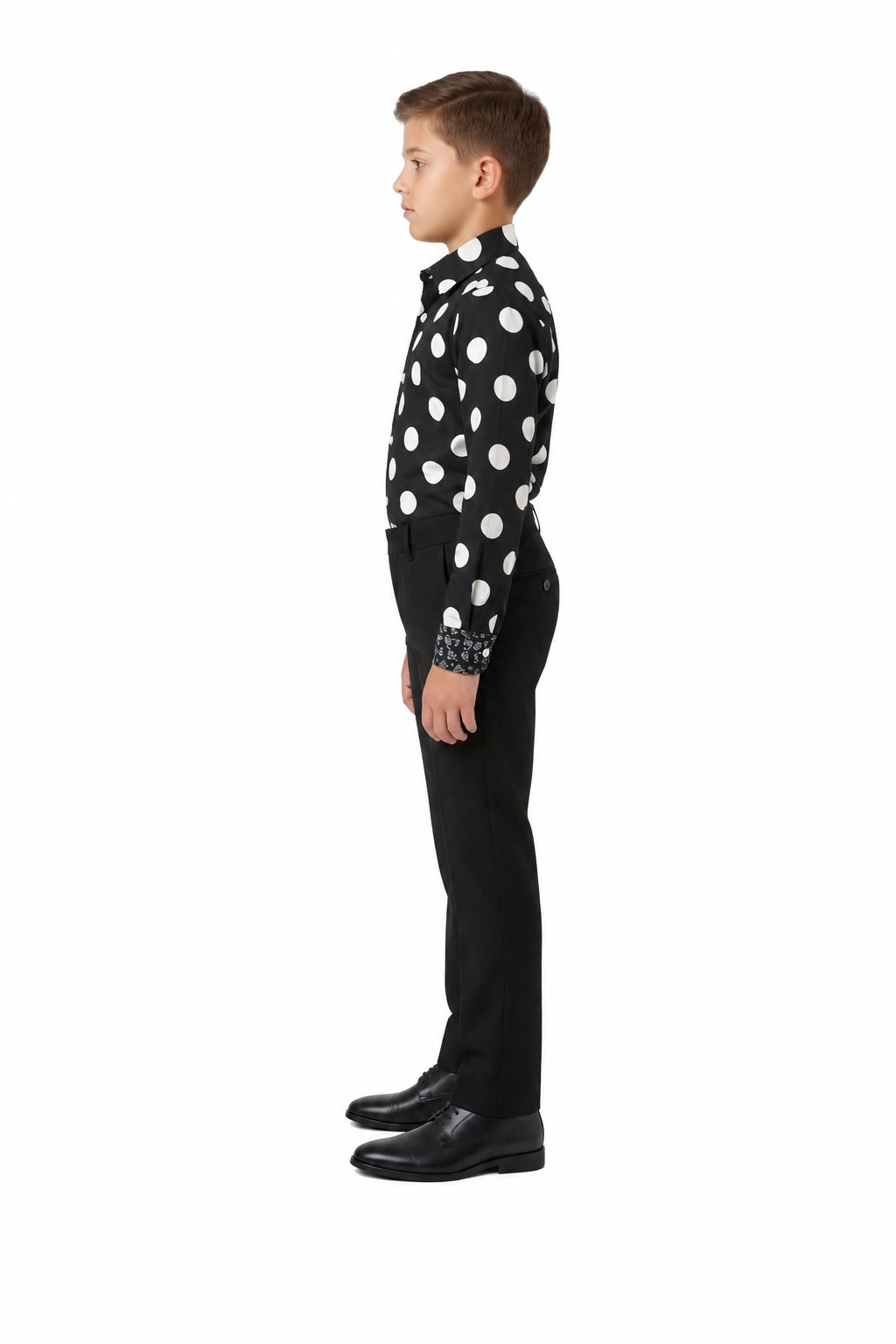 Elie Balleh Boys Slim Fit Long Sleeve Polka Dot Shirt