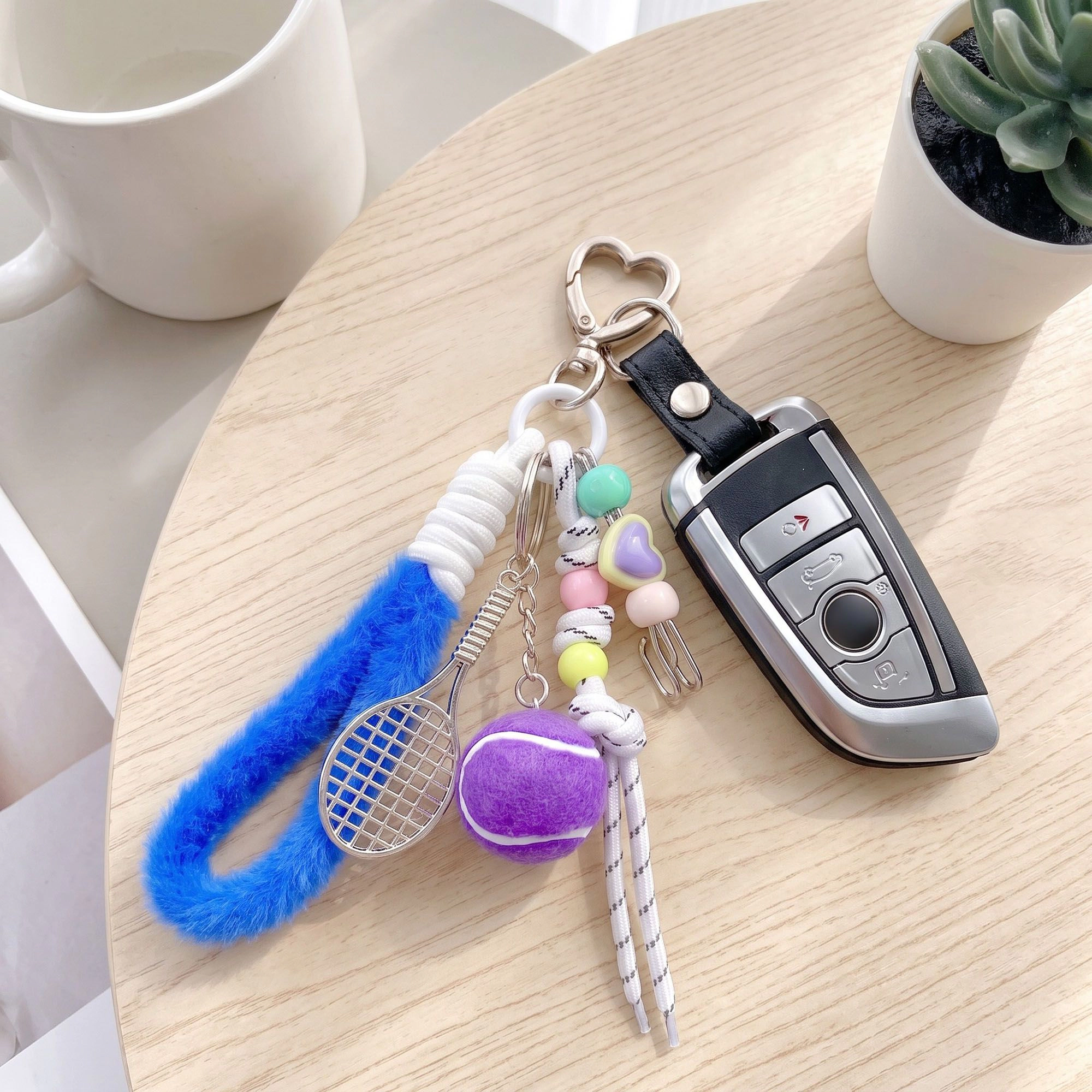 Alilang Women's 2-Piece Womens Sports Themed Bag Charm with Hanging Clip and Tennis Accessory