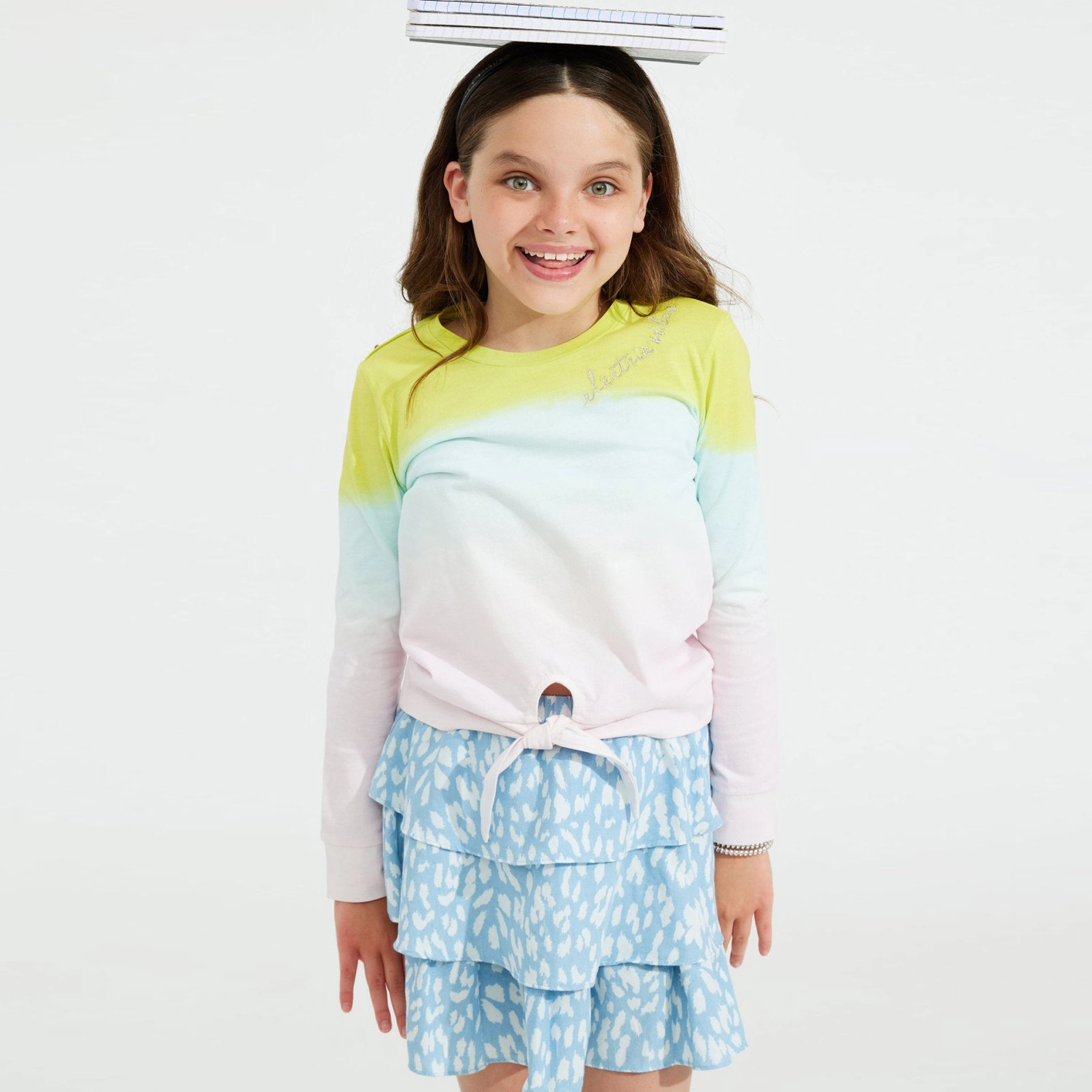 Rockets of Awesome Spots Chambray Tiered Skirt for Girls
