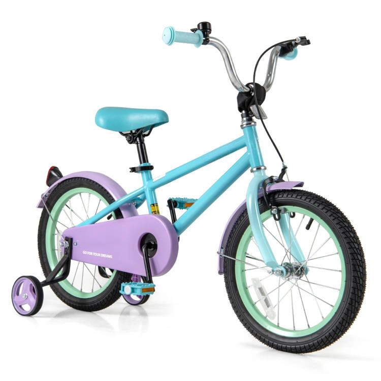 SUGIFT Blue Adjustable Handlebar Saddle and Training Wheels Kids Bike
