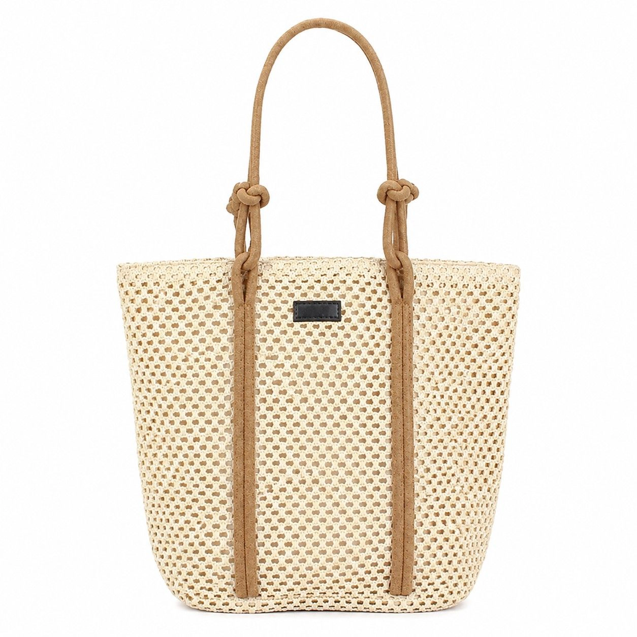 Alilang Women's Woven Straw Beach Tote Bag Large Capacity Summer Shoulder Carryall with Contrast Straps, Beige