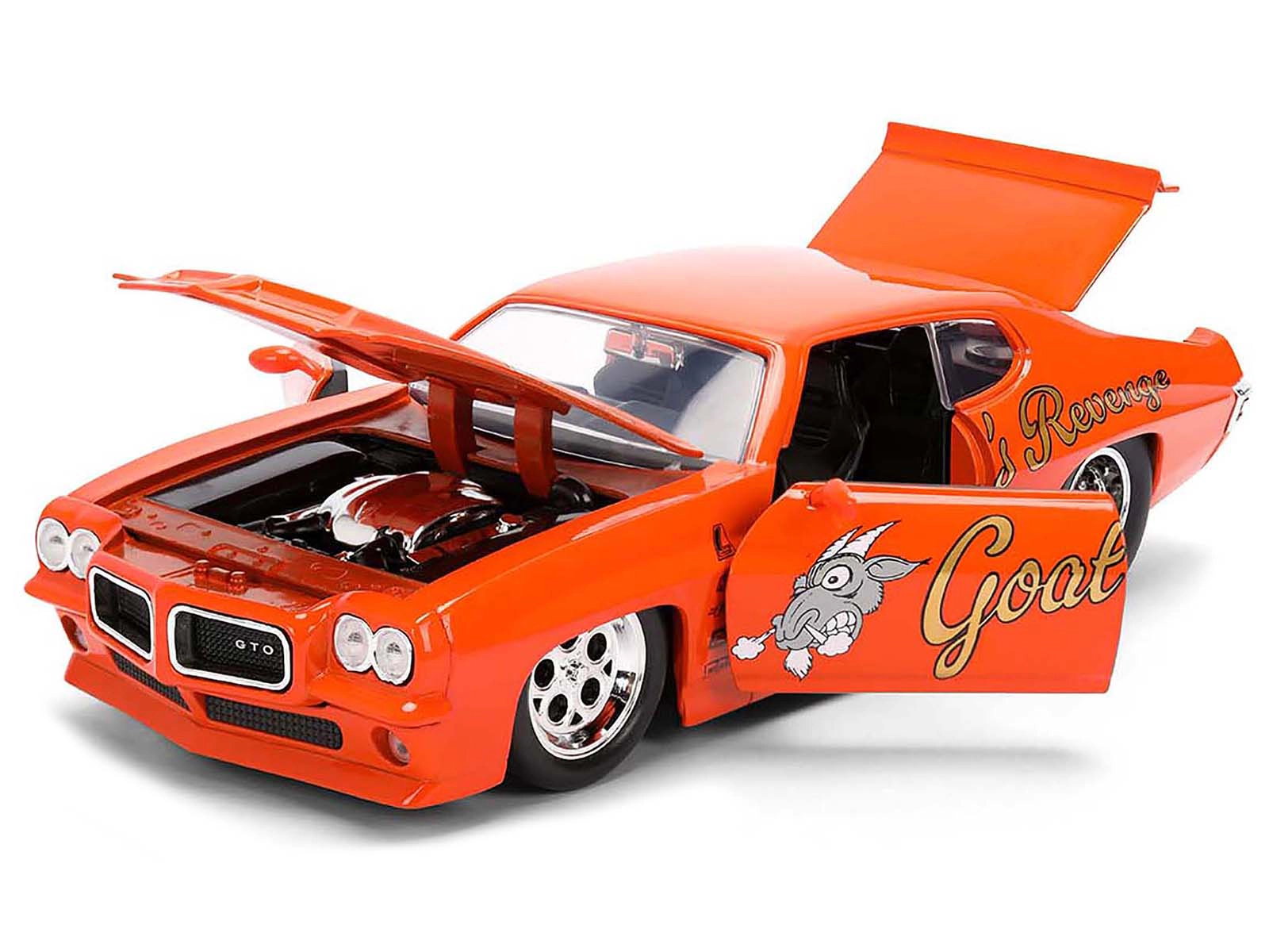 Jada 1971 Pontiac GTO "Goat's Revenge" Orange with Graphics "Bigtime Muscle" Series 1/24 Diecast Model Car by Jada