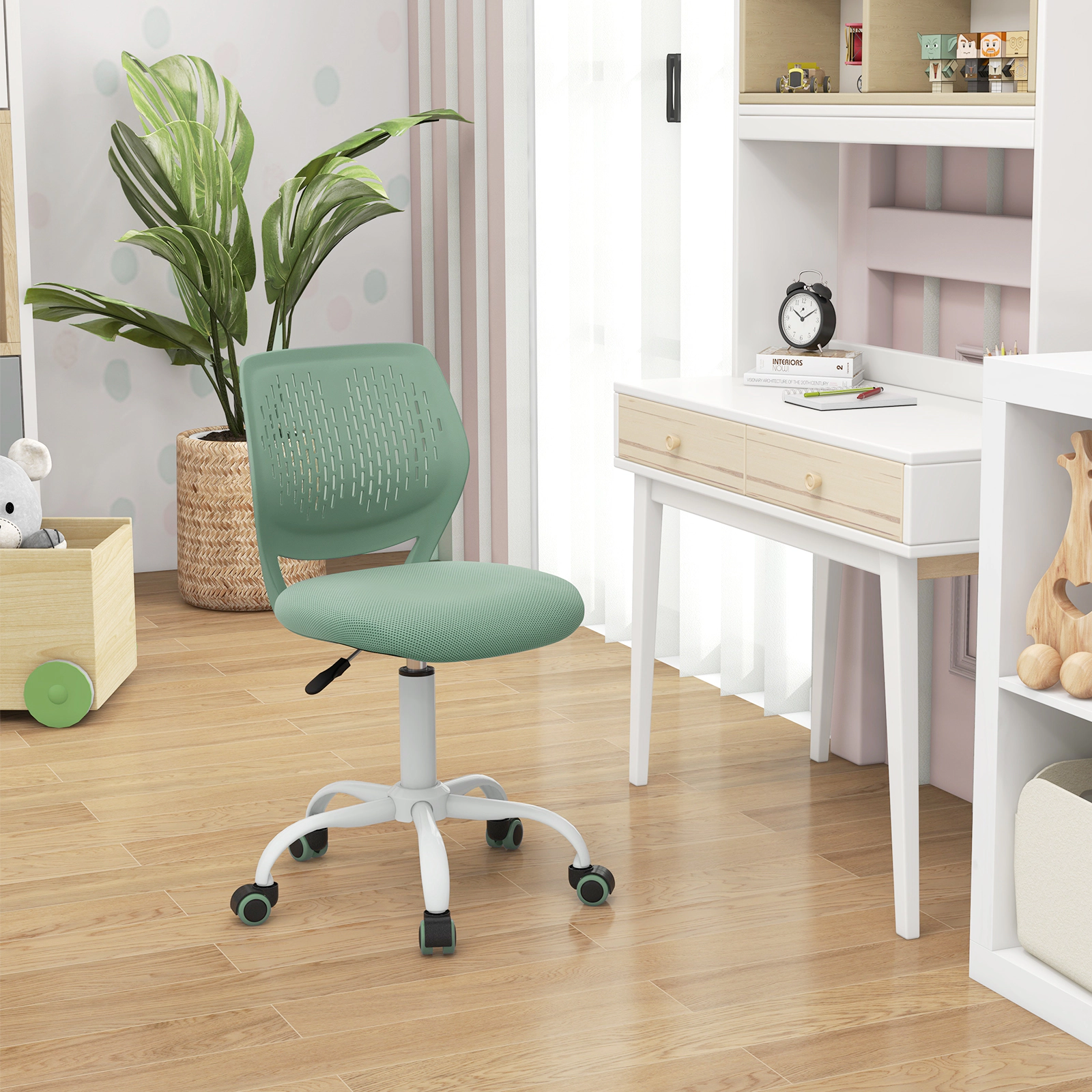 SUGIFT Ergonomic Mesh Children Study Chair with Adjustable Height 250-lb Capacity 16.5-21-in Seat 19.5-in Base Green