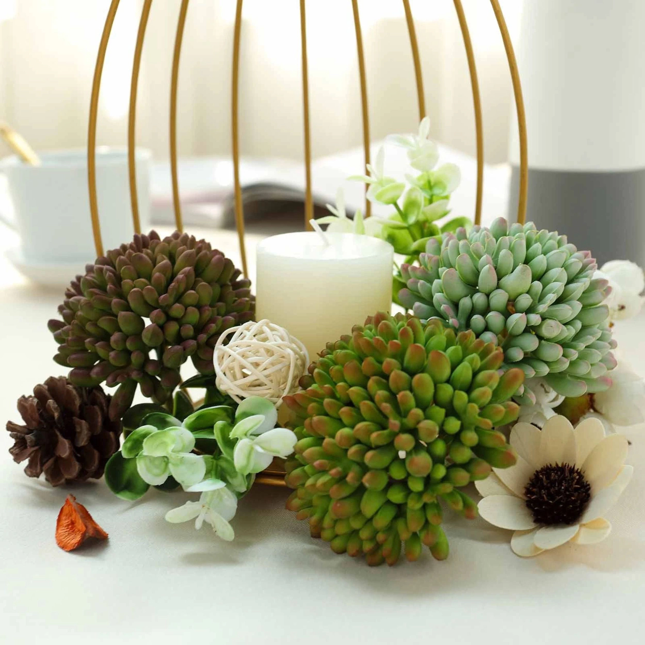 Home Collection Set of 3 4-Inch Artificial Jelly Bean Succulent Picks