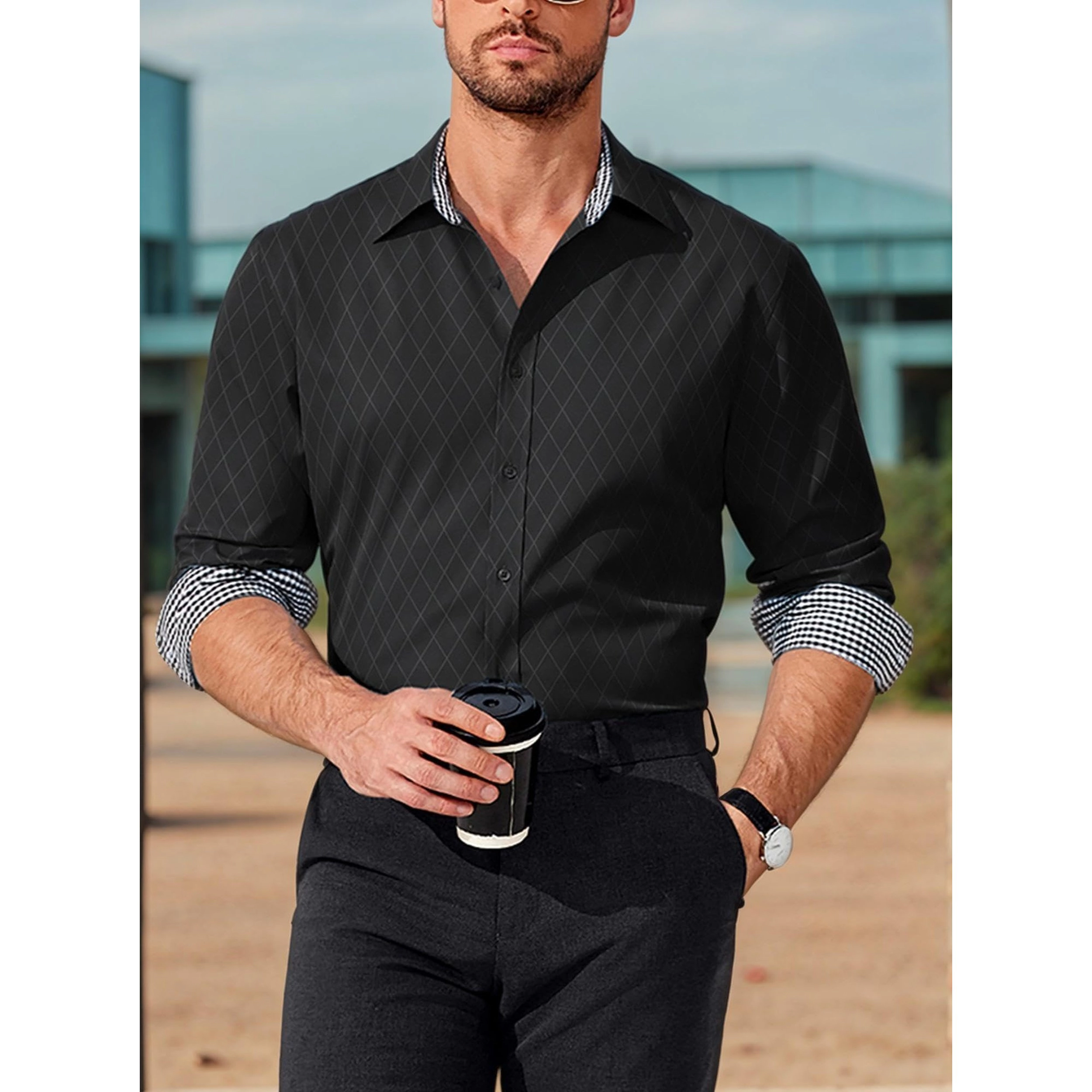 COOFANDY Men's Slim Fit Long Sleeve Dress Shirt
