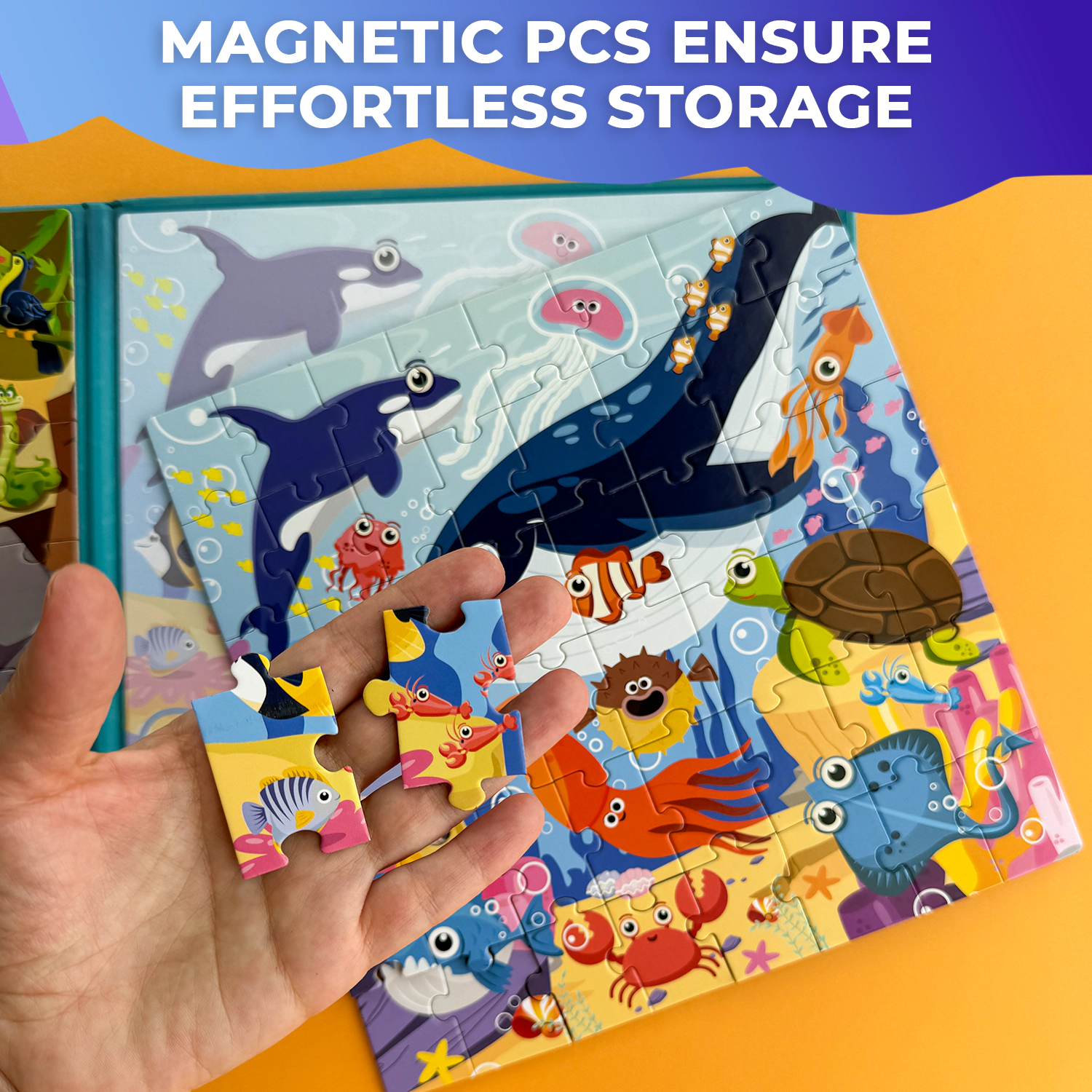 QUOKKA Magnetic Travel Puzzle Set - 2x48 Piece Jigsaw Puzzles with Animal, Fantasy and Map Themes for Kids Ages 2-8