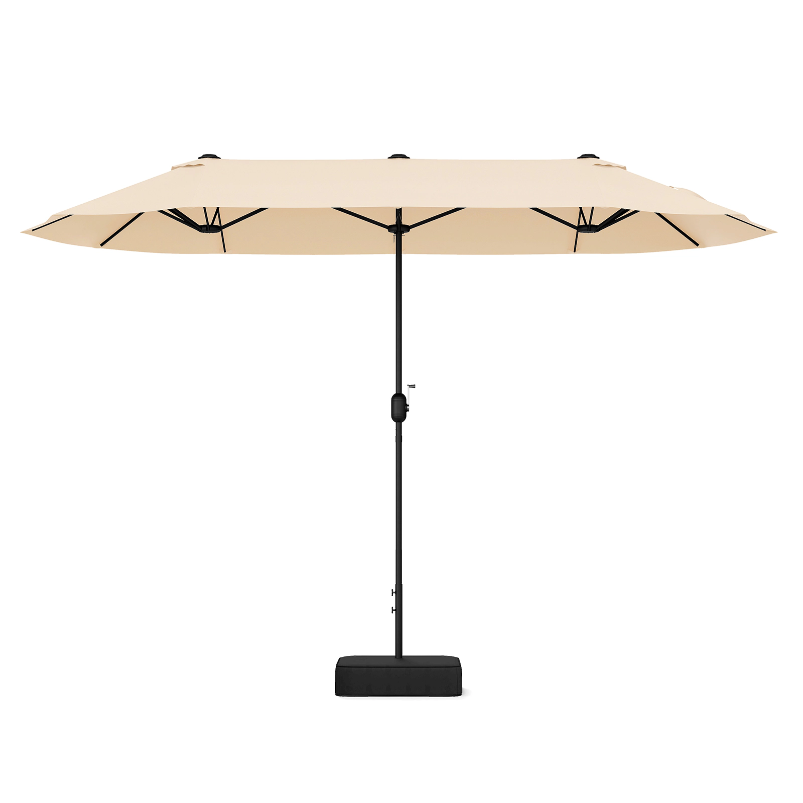 SUGIFT Crank Handle 12 Ribs and Base 13 FT Double-Sided Twin Patio Table Umbrella