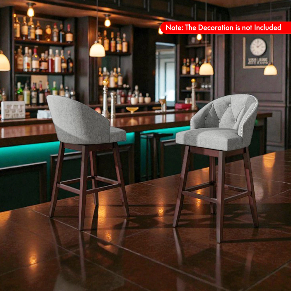 Hivvago Swivel Counter Stools with Cushioned Backs and Solid Rubberwood Legs- Set of 2