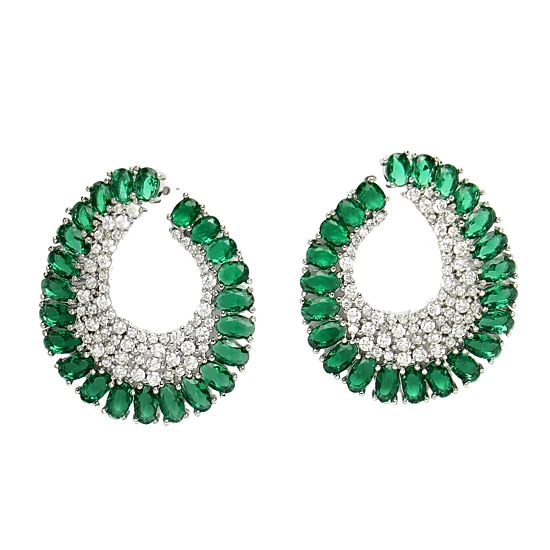 AGP PARIS Womens Diva Collection White Finish Zircon Stud Earrings