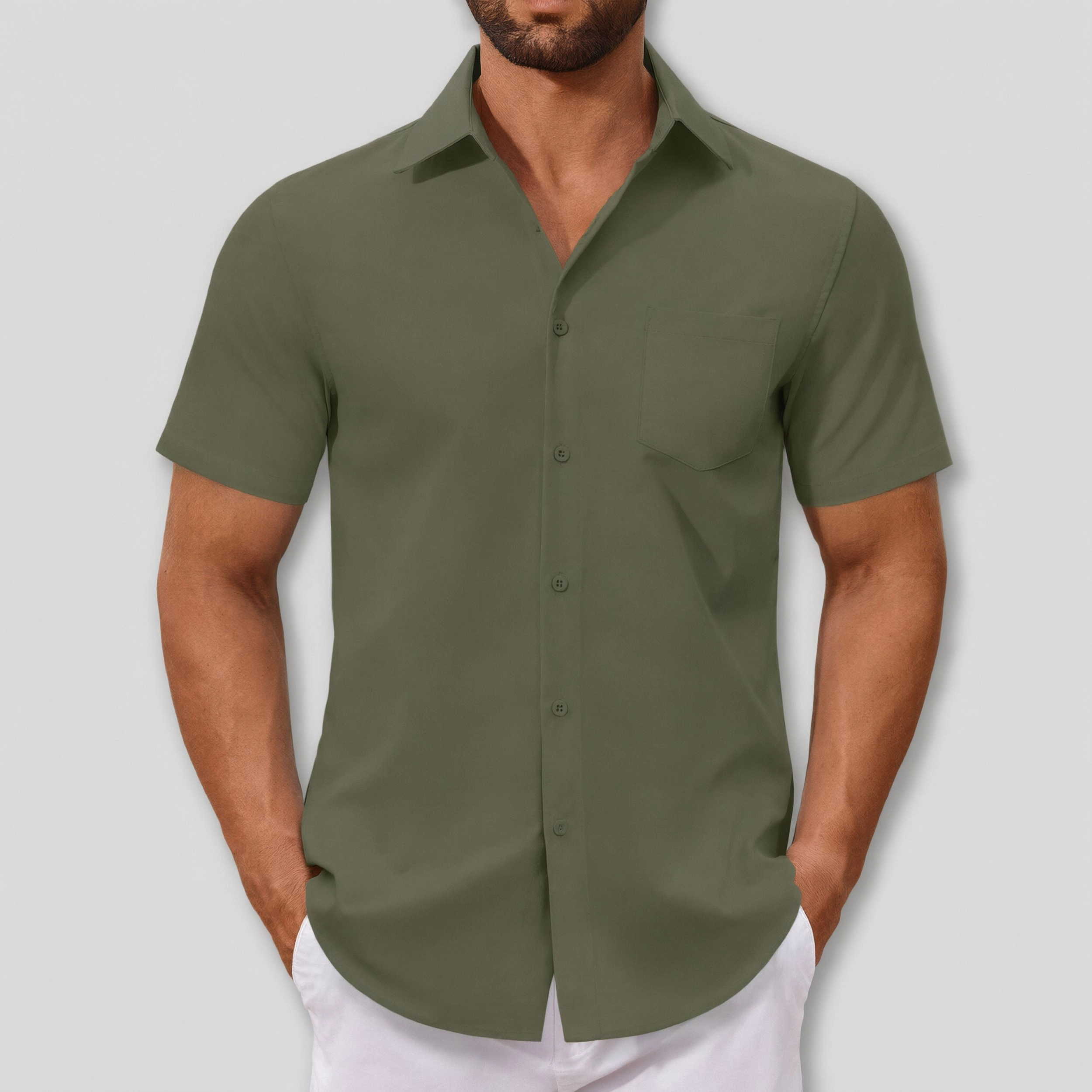 COOFANDY Mens Casual Short Sleeve Button Down Shirts Collared Pocket  Tops