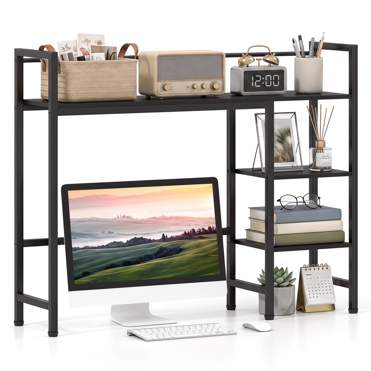 LJG Desktop Bookshelf 38.5" W with Storage Display Rack for Home Office