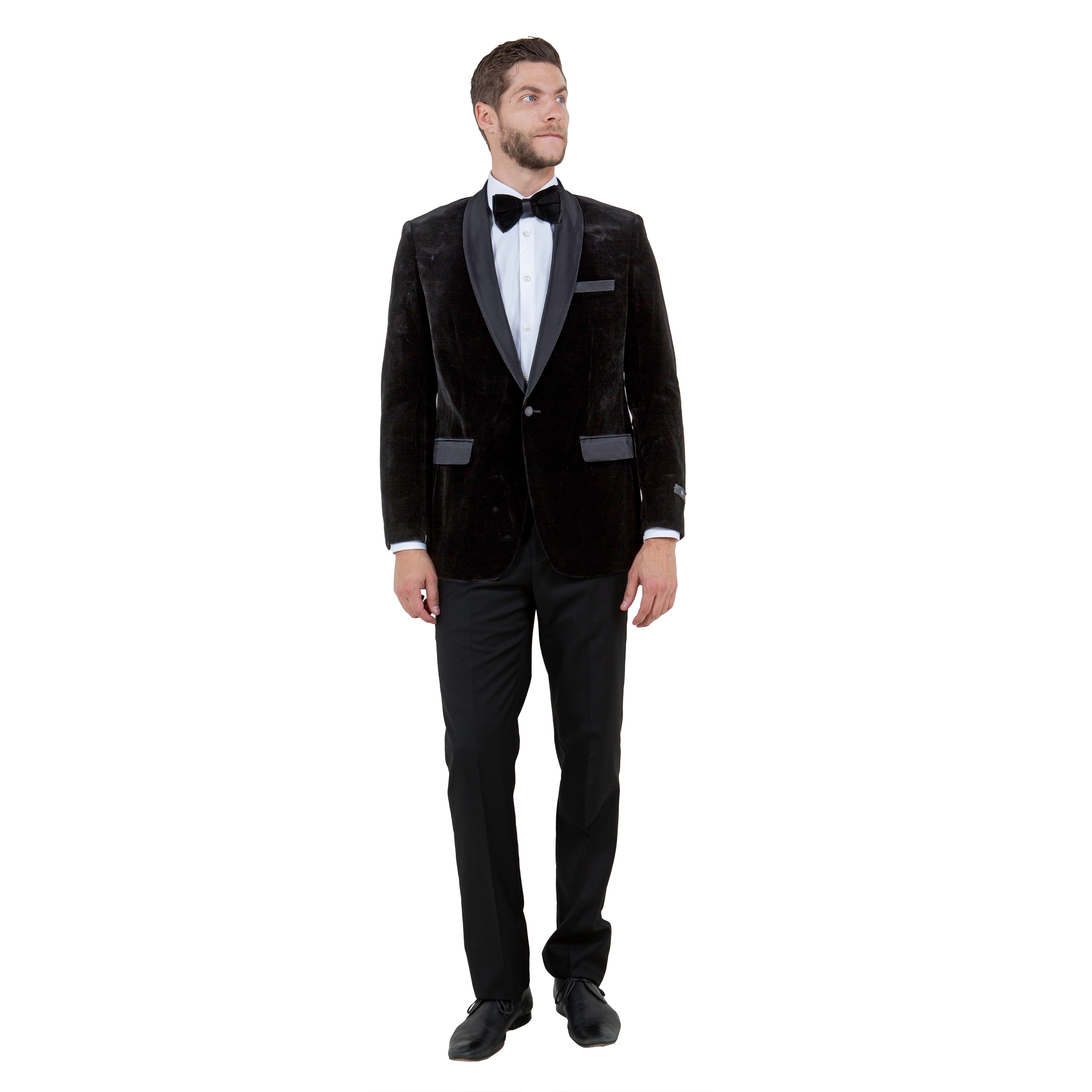 Tazzio Mens Slim Fit Velvet Dinner Jacket with Satin Shawl Collar