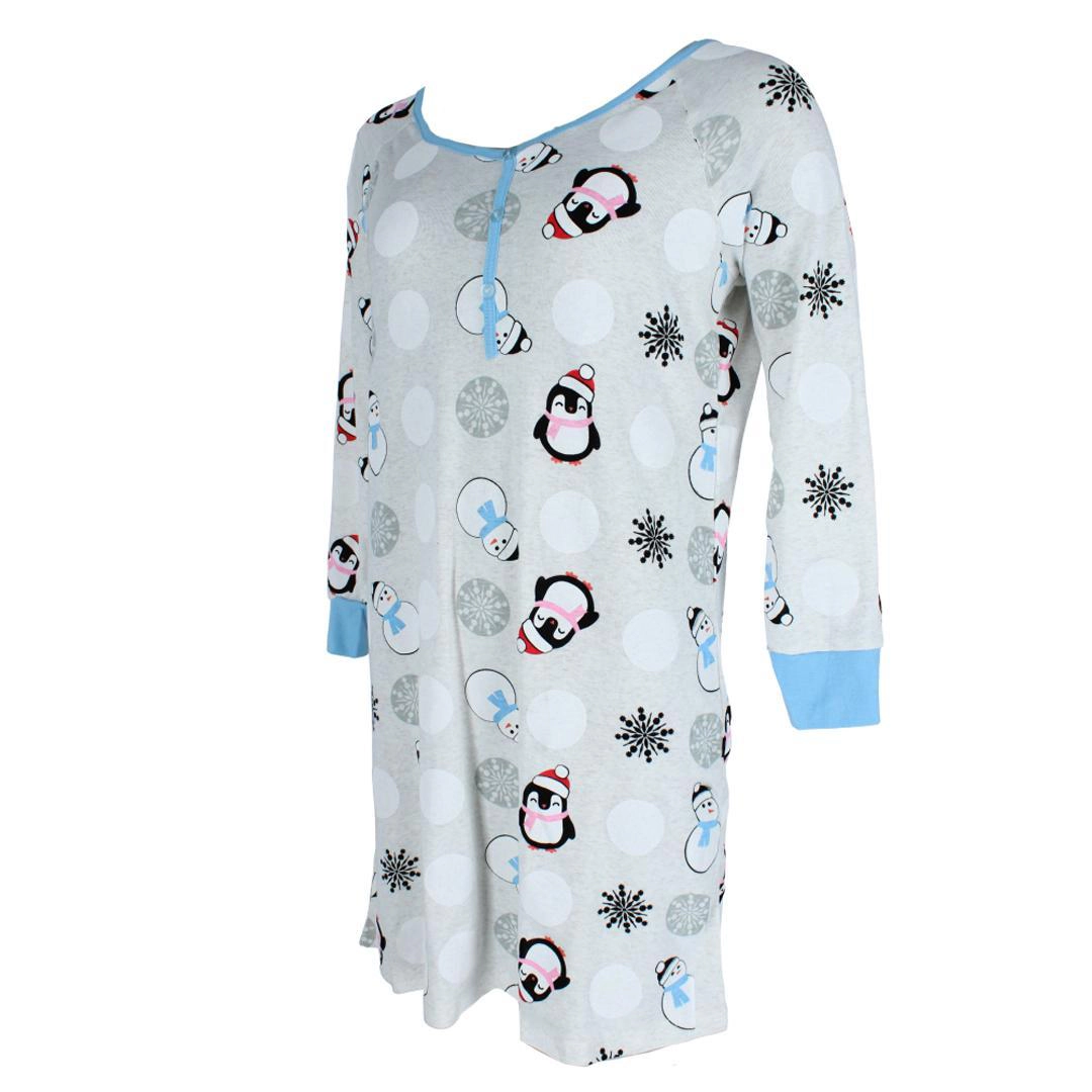 Not a Morning Person Women's Snowman Henley Long Sleeve Nightshirt