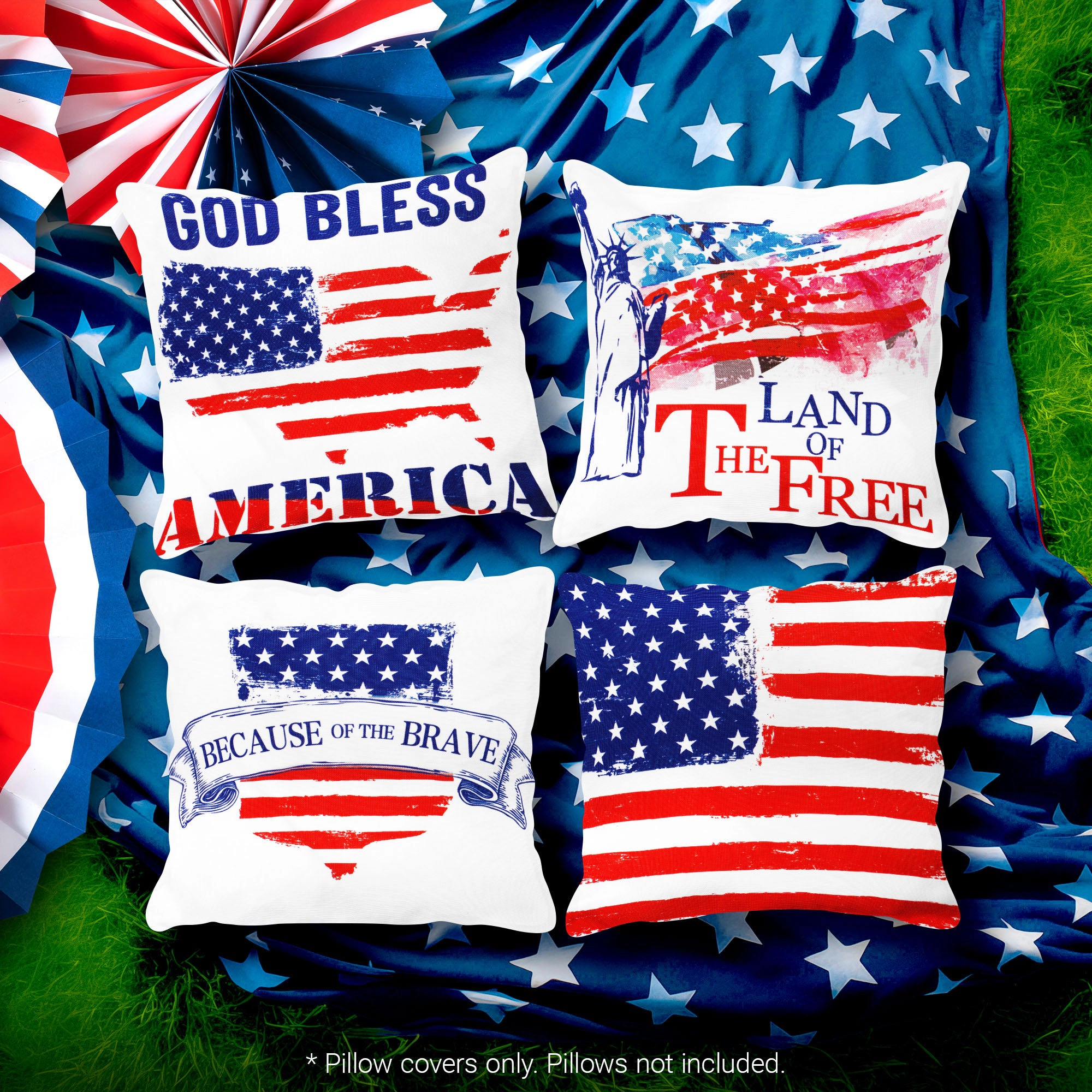 G128 Patriotic Land of Free Decorative Throw Pillow Covers
