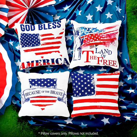 G128 Patriotic Land of Free Decorative Throw Pillow Covers