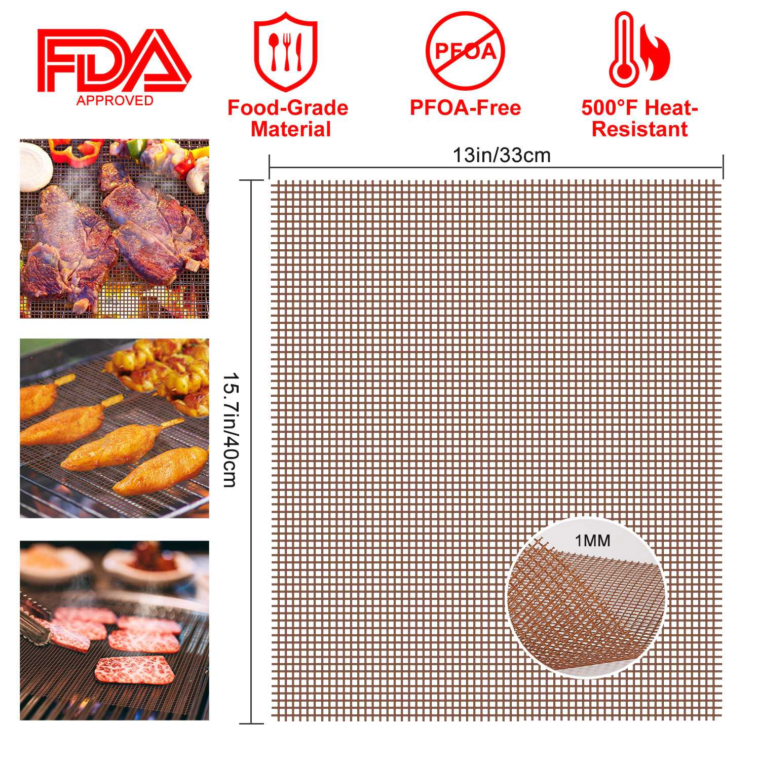 GBruno Non-Stick Reusable BBQ Grill Mat