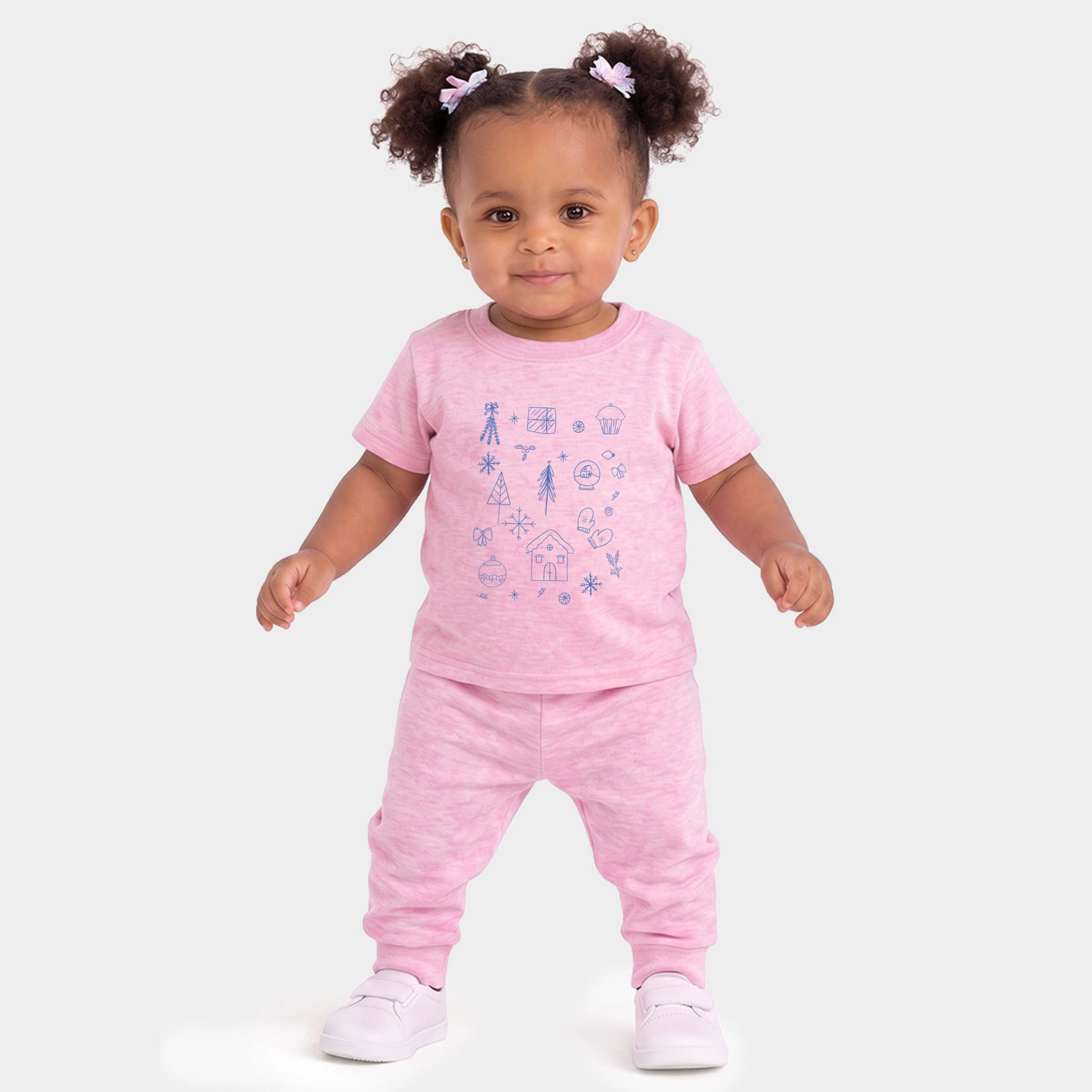 The Juniper Shop - Infant Jogger Pant Crew Set Christmas Blue Sketches
