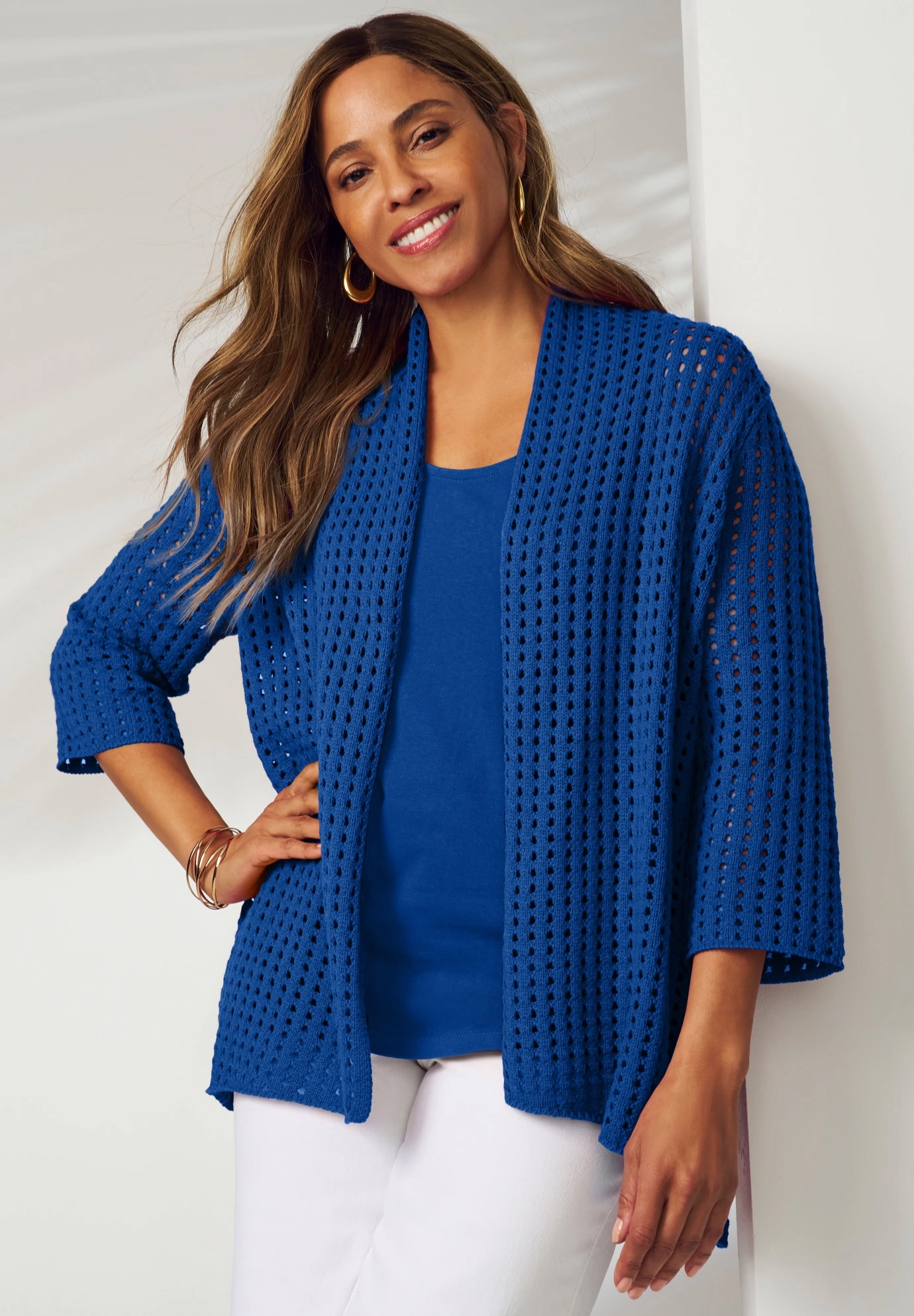 Jessica London Women's Plus Size Crochet Cardigan