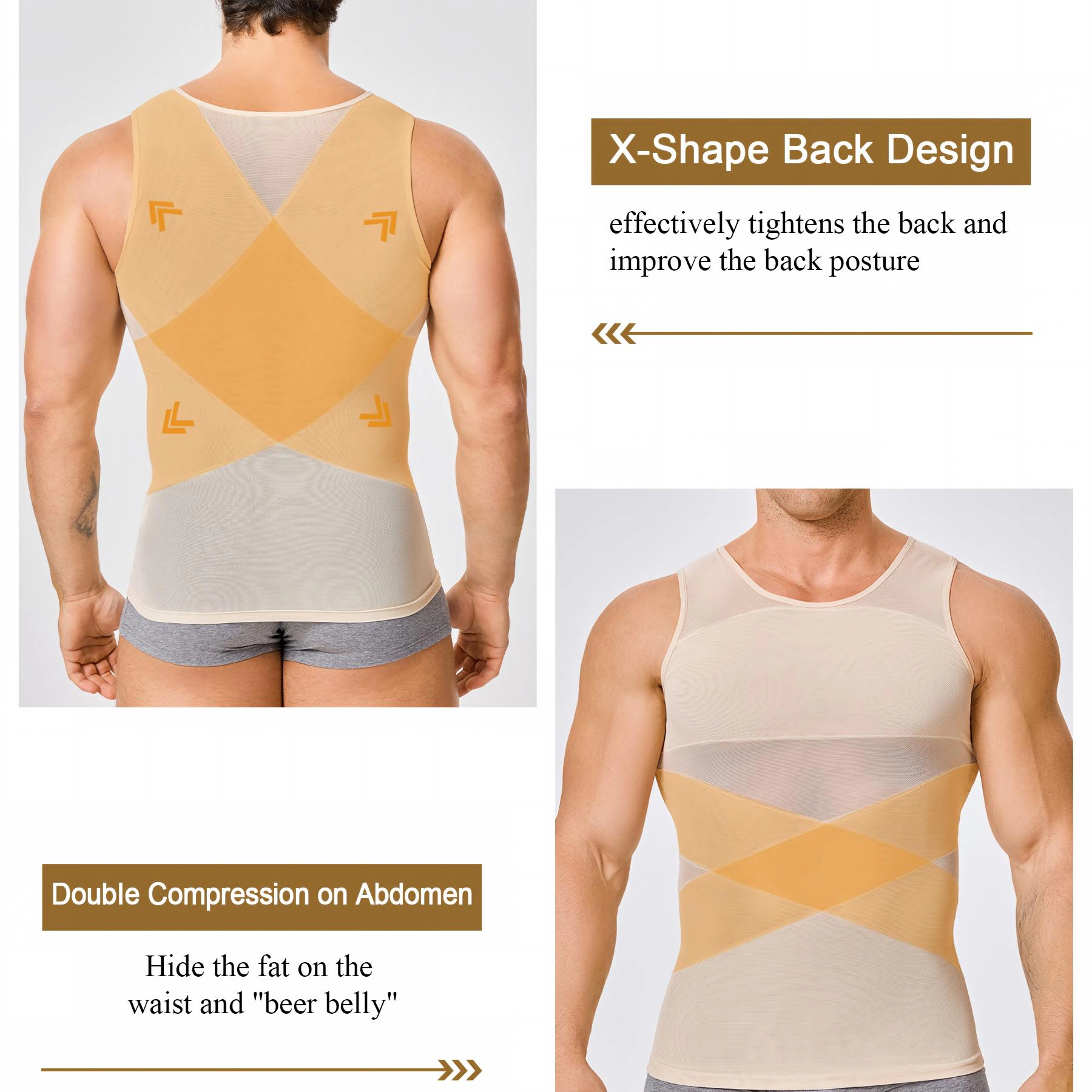 Nebility Mens Compression Tank Top Body Shaper Sleeveless Vest