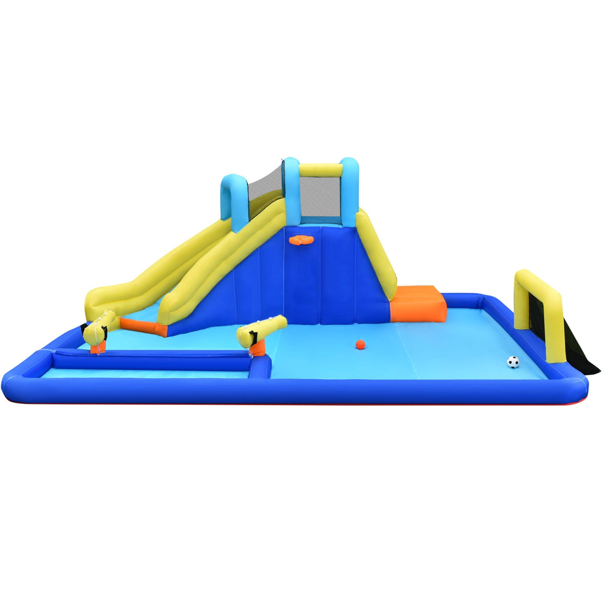 SUGIFT 6-in-1 Inflatable Water Slide Jumping House 265-lb Capacity Ages 3-12 Blue Yellow without Blower