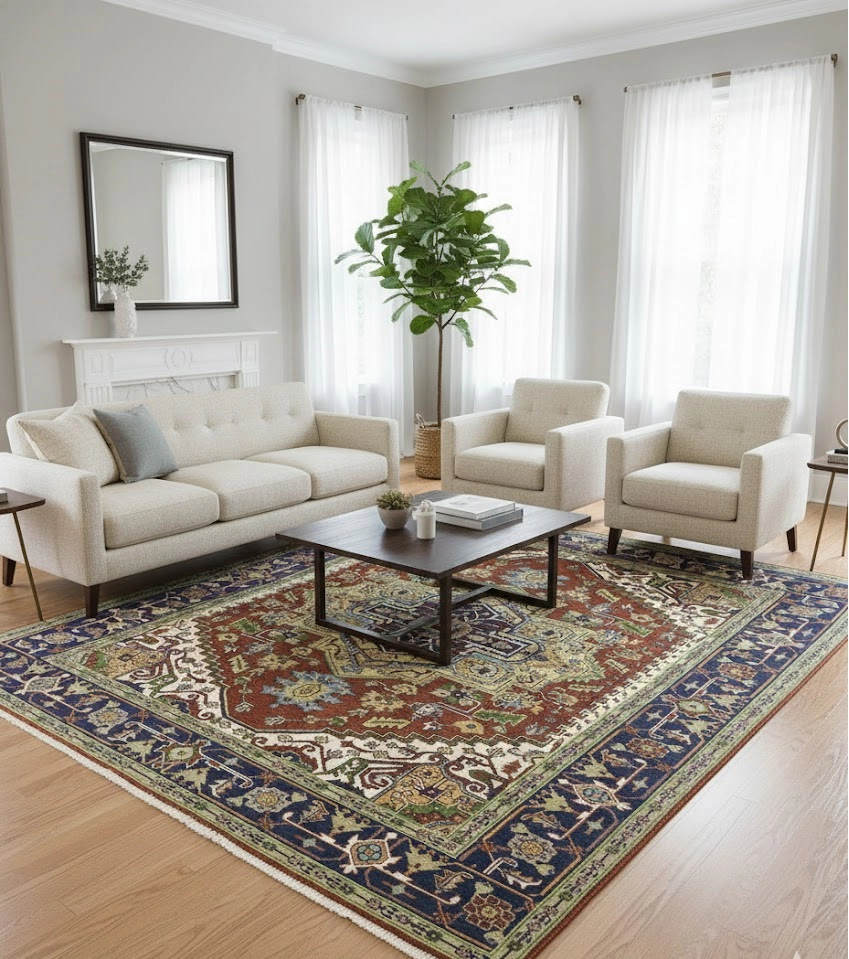 Magic Rugs 8'3 X 10'0 Rusty Red Heriz Hand Knotted Oriental Wool Rug