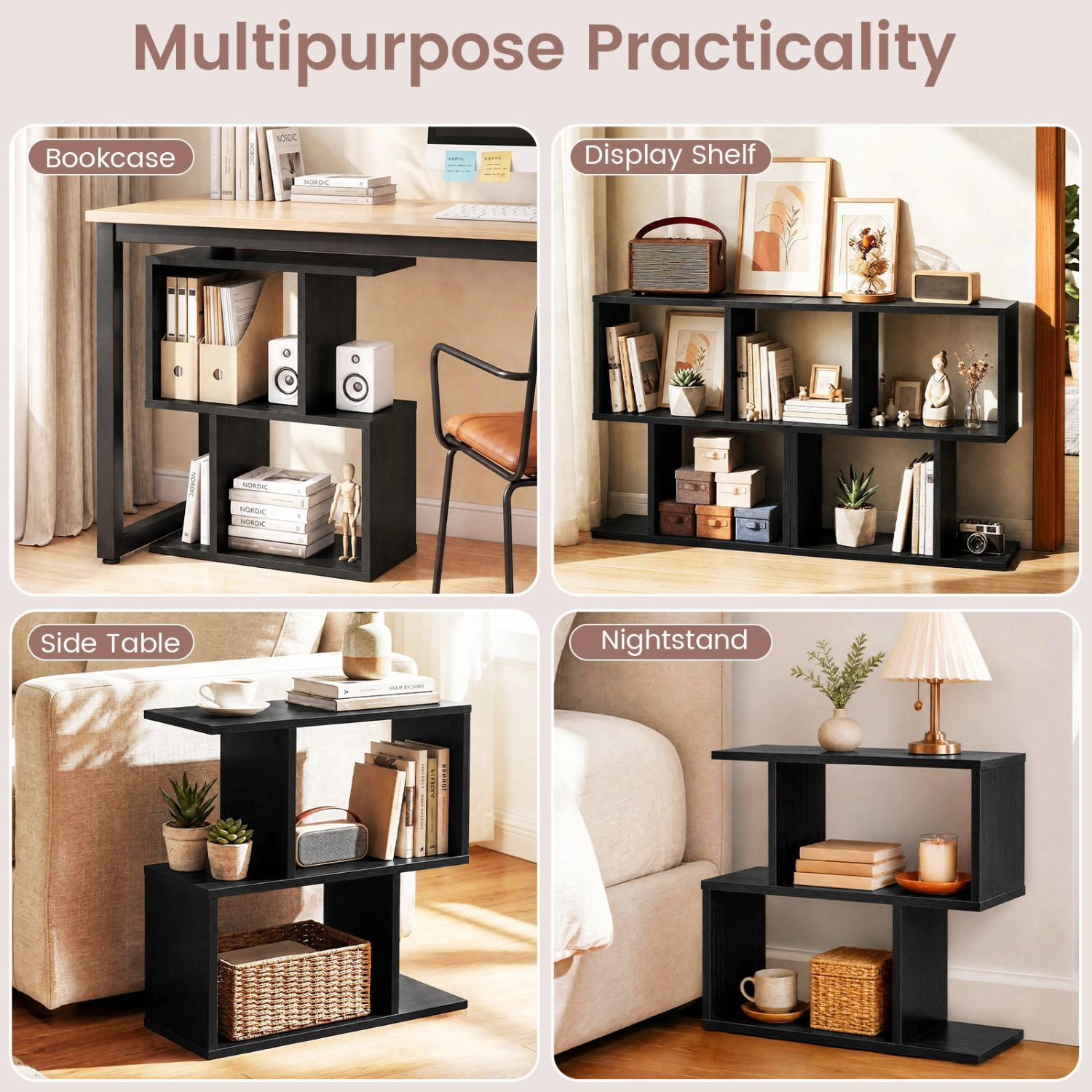 SlickBlue Compact 3 Tier Bookcase Display Shelf for Living Room