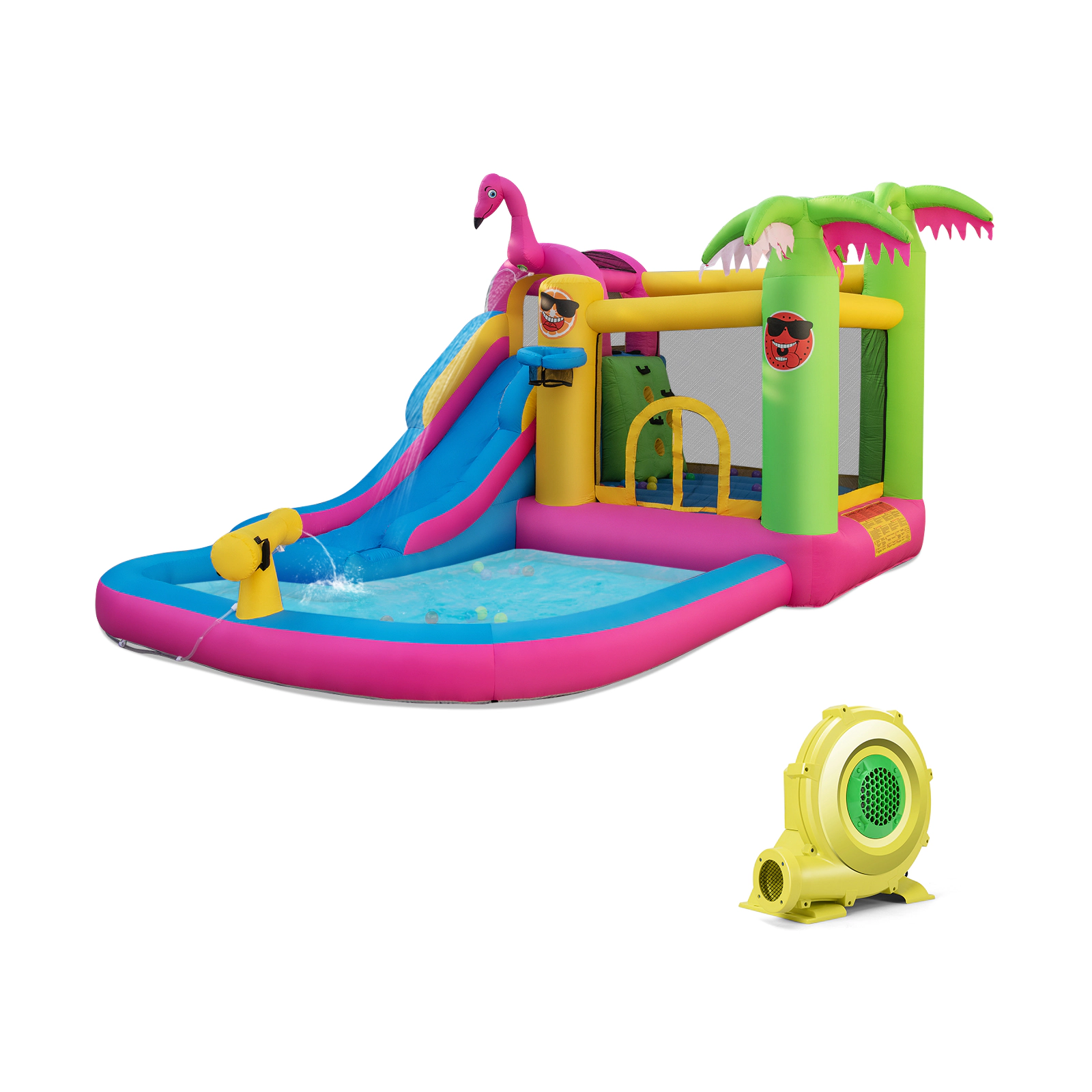 SUGIFT Kids Multicolor Water Slide Bounce Castle with Splash Pool and 735W Blower 15-ft W 300-lb Total Capacity