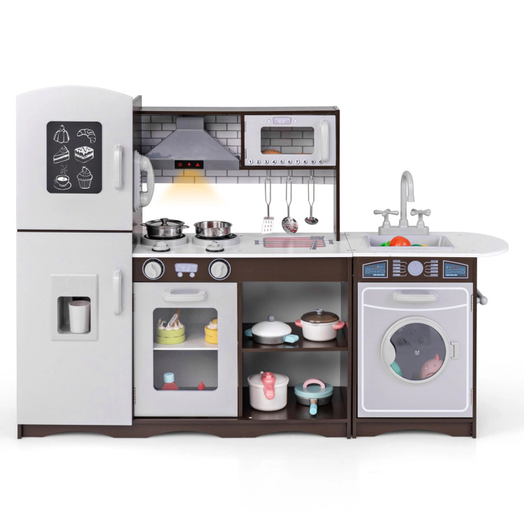 Hivvago Corner Toy Kitchen Set with Light with Sounds Interactive