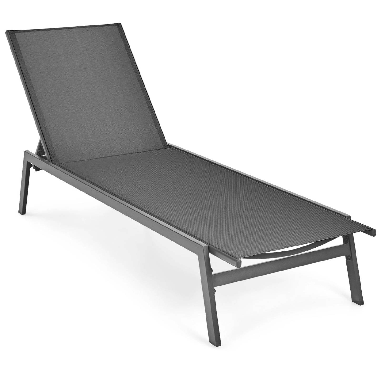 SUGIFT Outdoor Reclining Chaise Lounge Chair with 6-Position Adjustable Back 330-Lb Capacity Gray