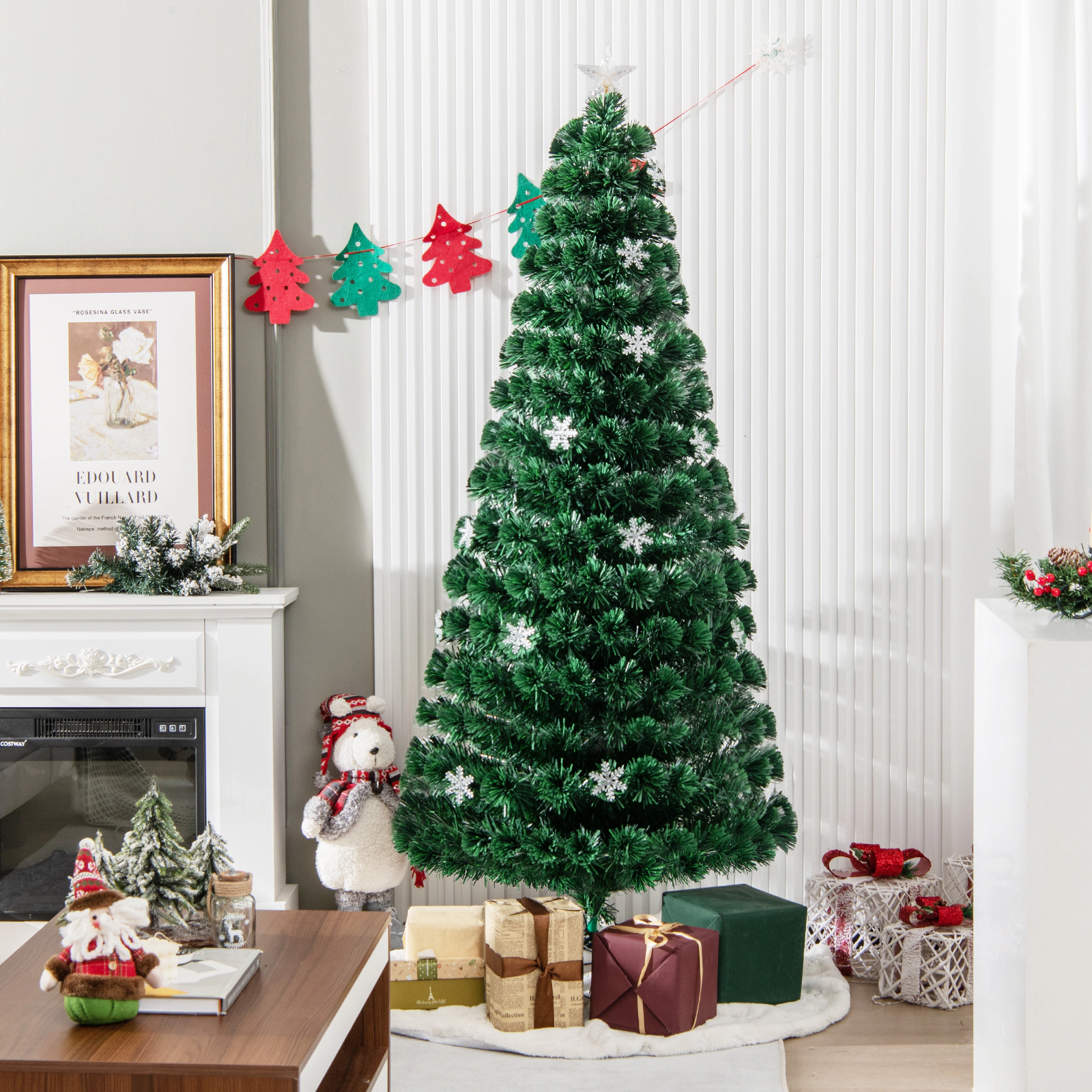Costway 3/4/5/6FT Pre-Lit Fiber Optic Artificial Christmas Tree with Multicolor Led Lights