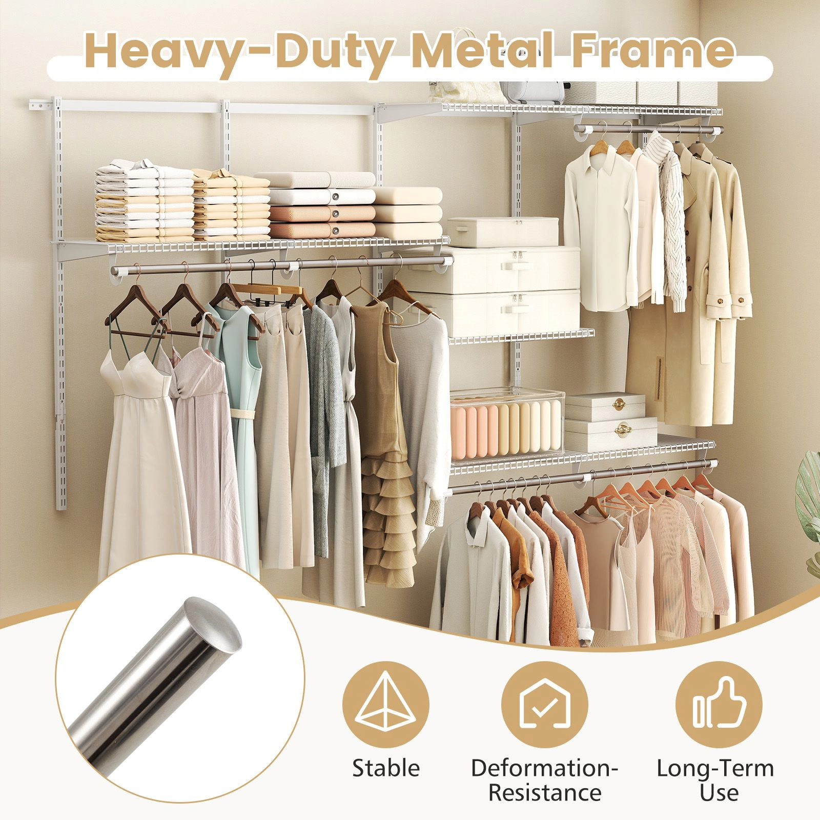 SlickBlue Wall Mounted Closet System 4 to 8 FT Adjustable Closet Organizer