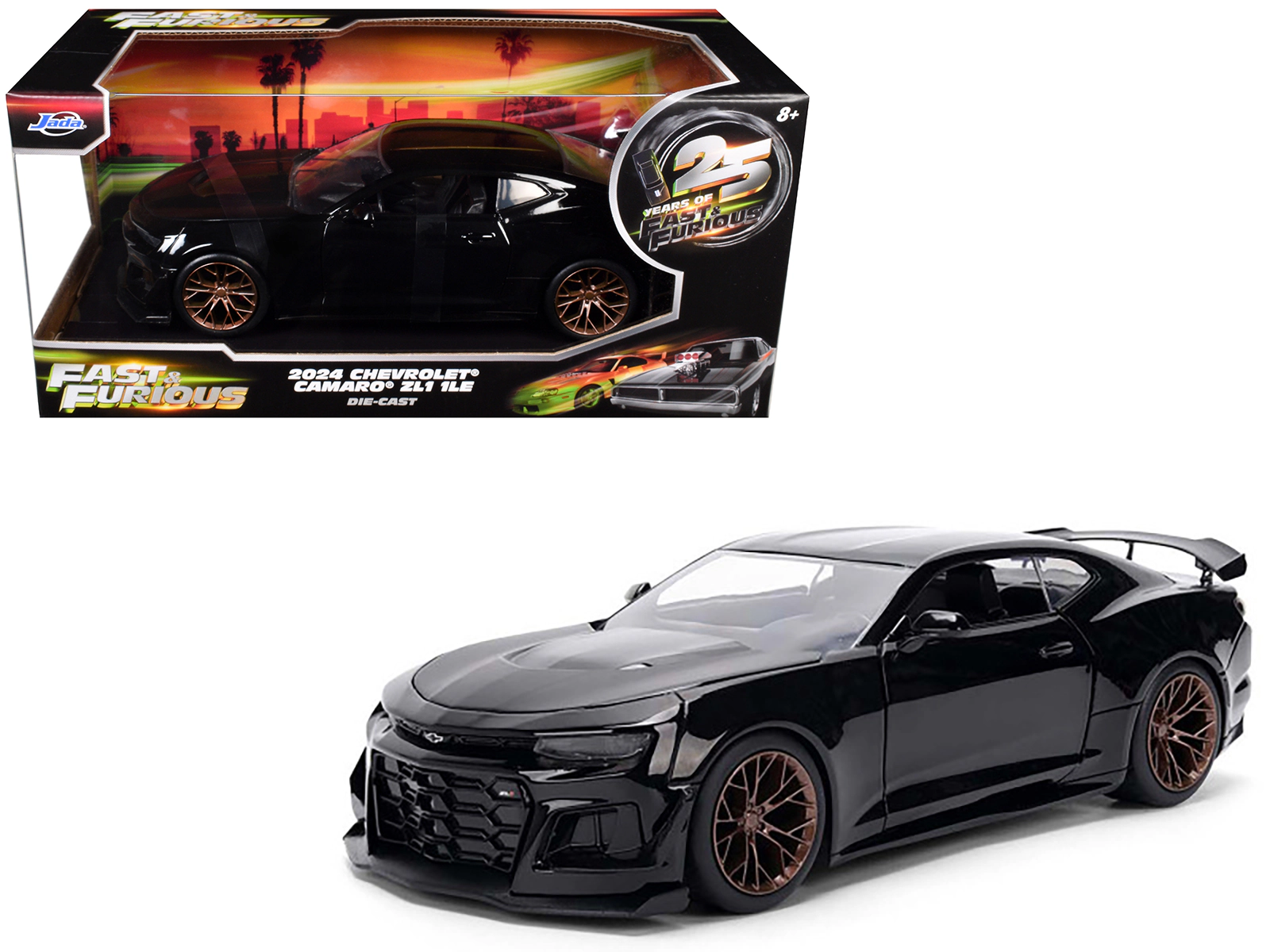 Jada 2024 Chevrolet Camaro ZL1 1LE Black "Fast X" (2023) Movie "Fast & Furious 25th Anniversary" Series 1/24