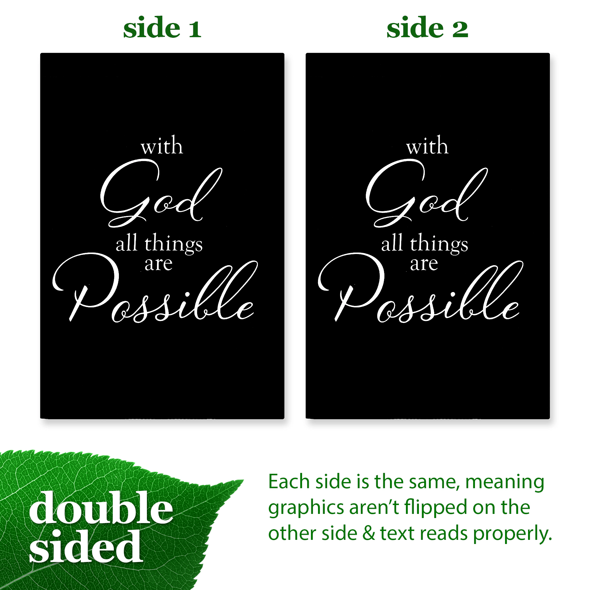 G128 With God All Things Possible Double-Sided 12x18 Garden Flag