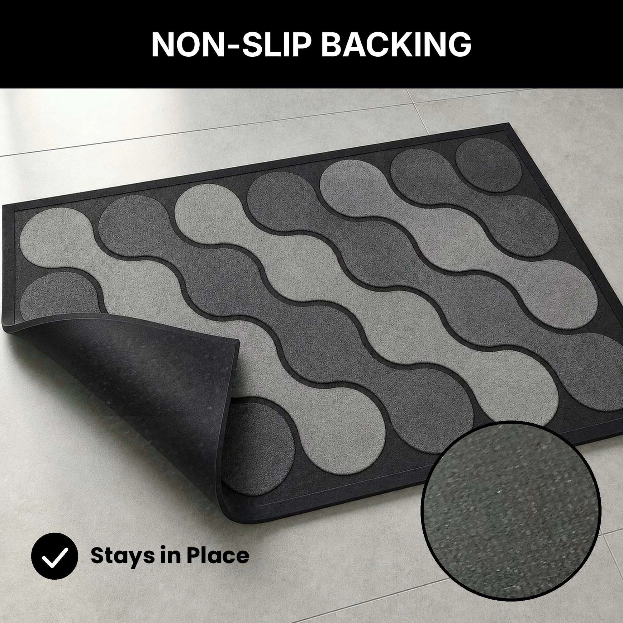 Evideco French Home Goods Gray Ripple Rubber Doormat 30 x 18 Inches