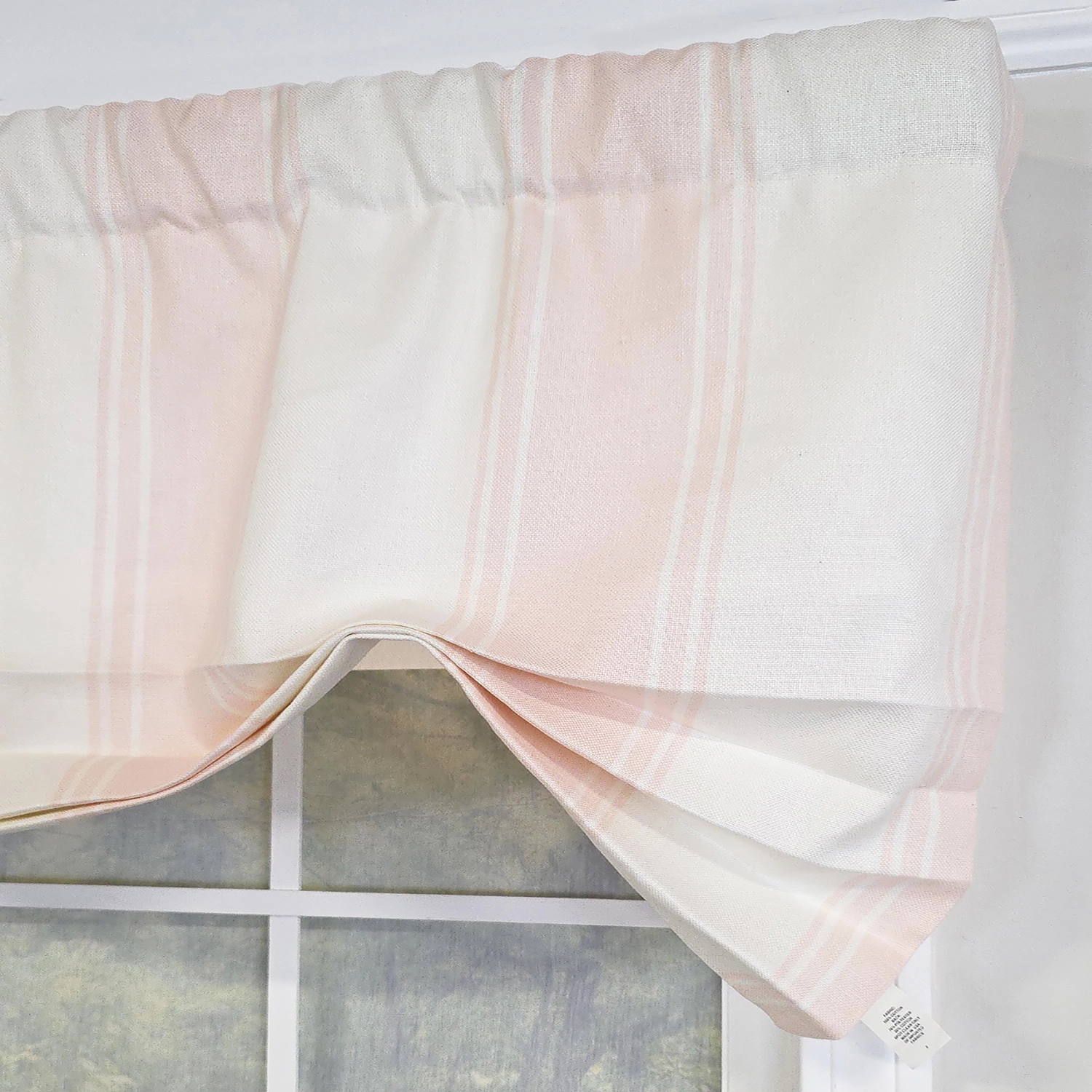 RLF Home Faded Stripe Butterfly 100% Cotton Rod Pocket Lined  Window Valance 50" x 17" Pink