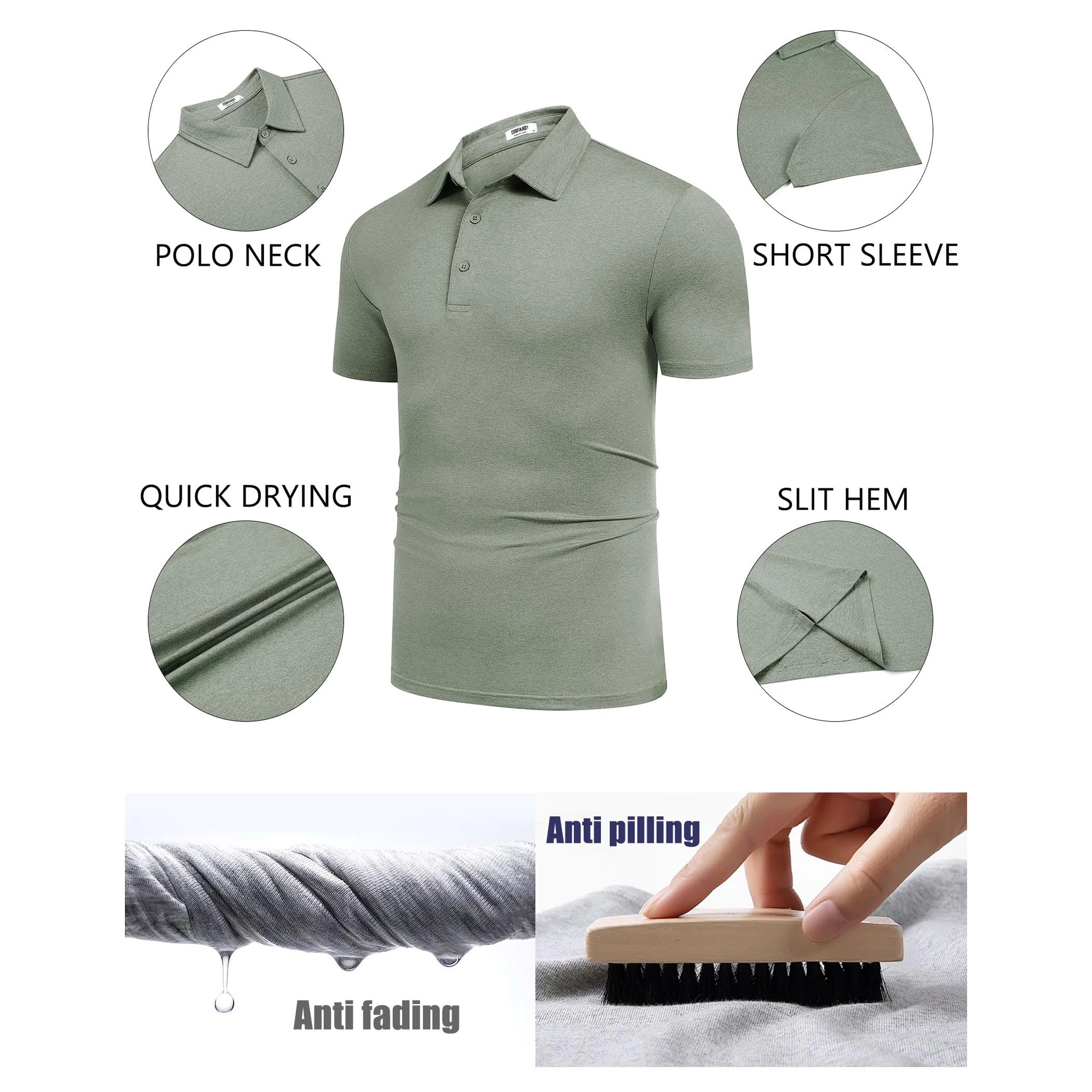 COOFANDY Men's Regular Fit Short Sleeve Collar Neck Polo Shirt