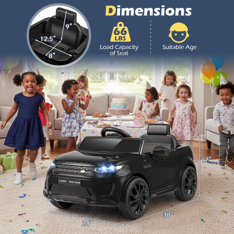 Hivvago 12V Kids Electric Car Licensed Land Rover with LED Lights, Music and Safety Belt
