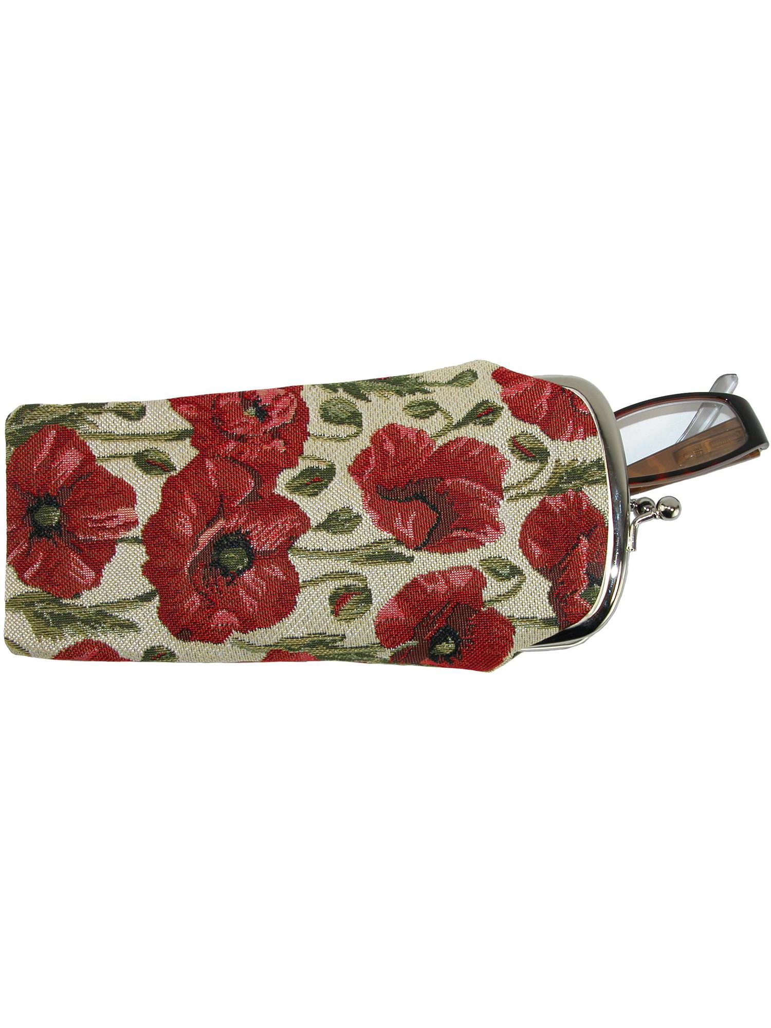 CTM® Women's Poppy Print Tapestry Glasses Case