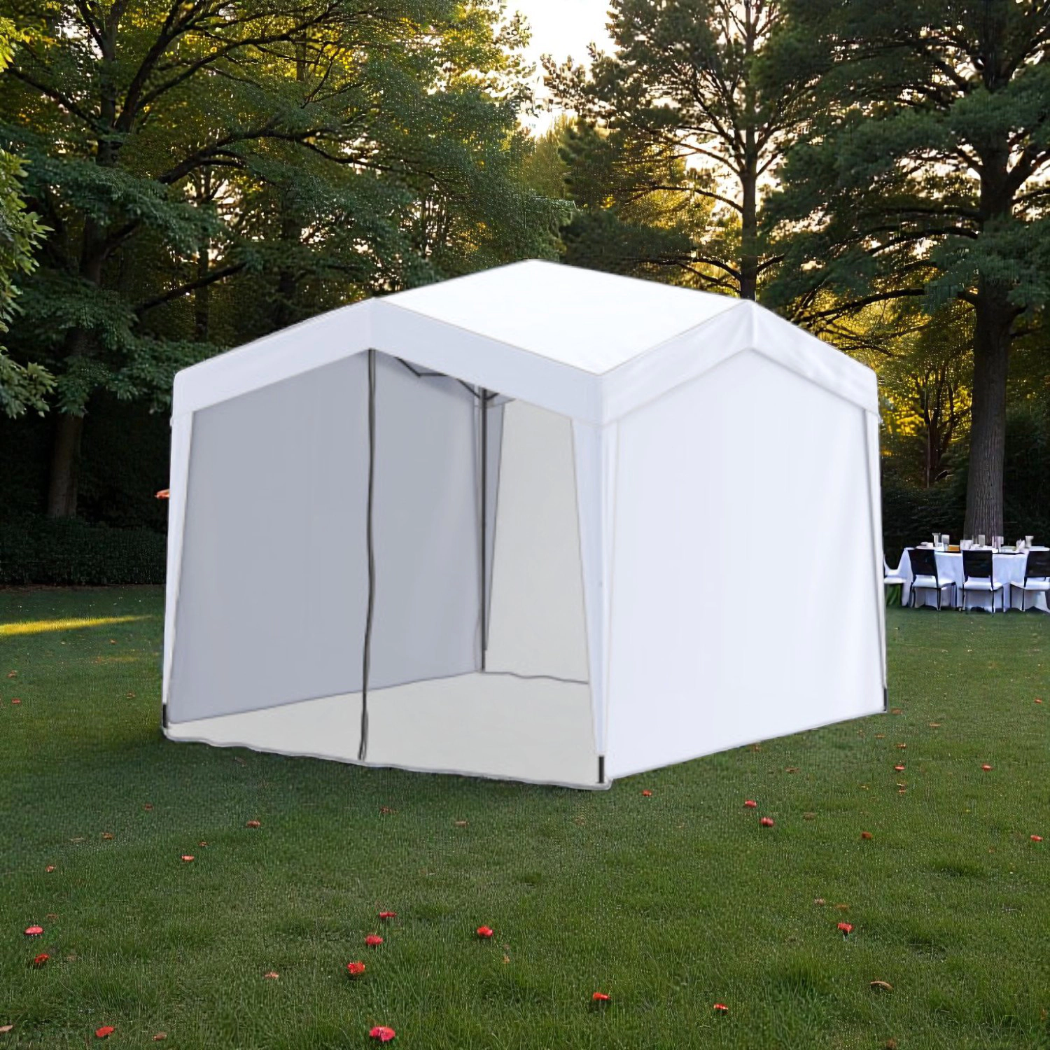 Hivvago Portable Pop Up Shelter with Enclosed Mesh Sidewalls and Caster Bag