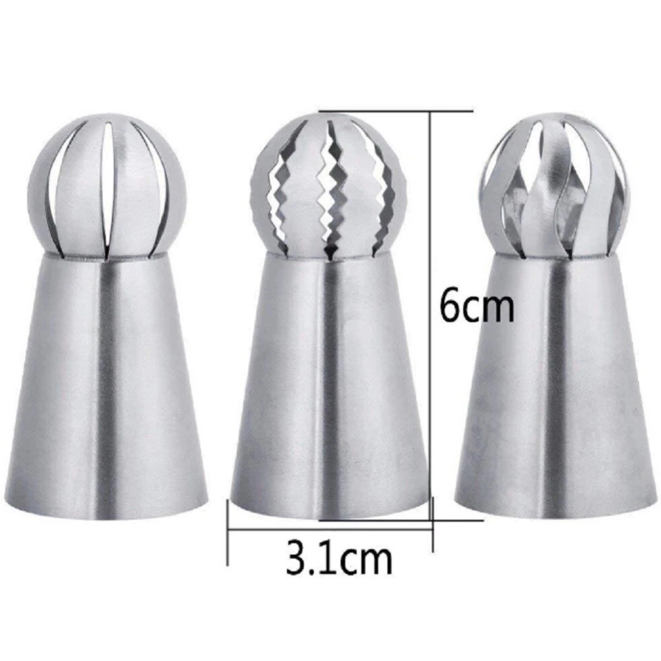 Home Collection 3-Piece Russian Ball Sphere Icing Nozzle Set Stainless Steel Piping Tips