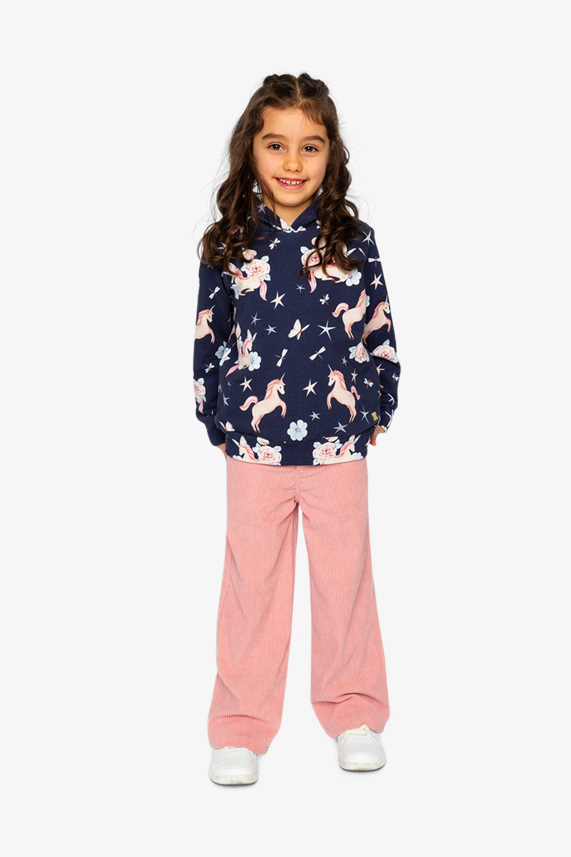 Deux par Girls Unicorn Print Raglan Sleeve Fleece Hoodie